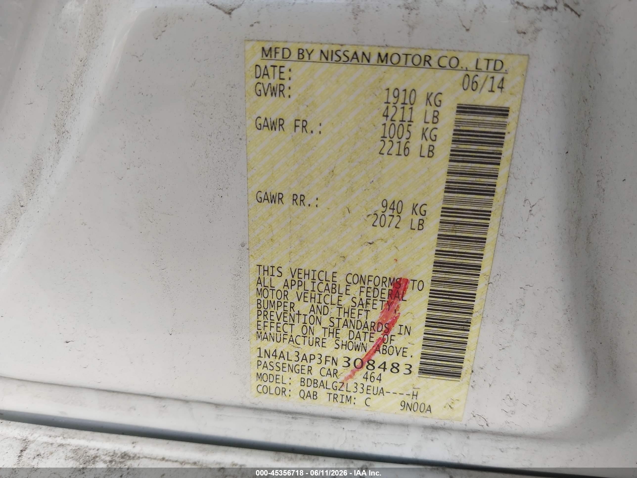 2015 Nissan Altima 2.5 S White vin: 1N4AL3AP3FN308483