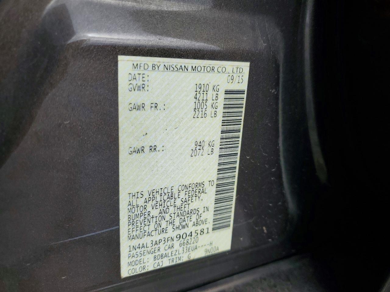 2015 Nissan Altima 2.5 S Brown vin: 1N4AL3AP3FN904581