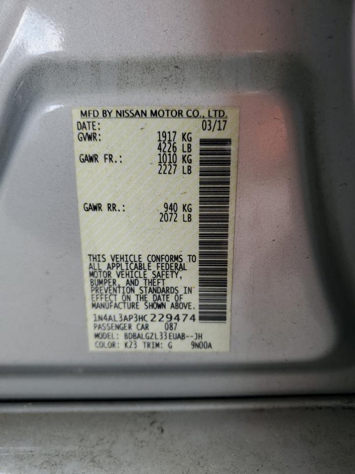2017 Nissan Altima 2.5 Silver vin: 1N4AL3AP3HC229474