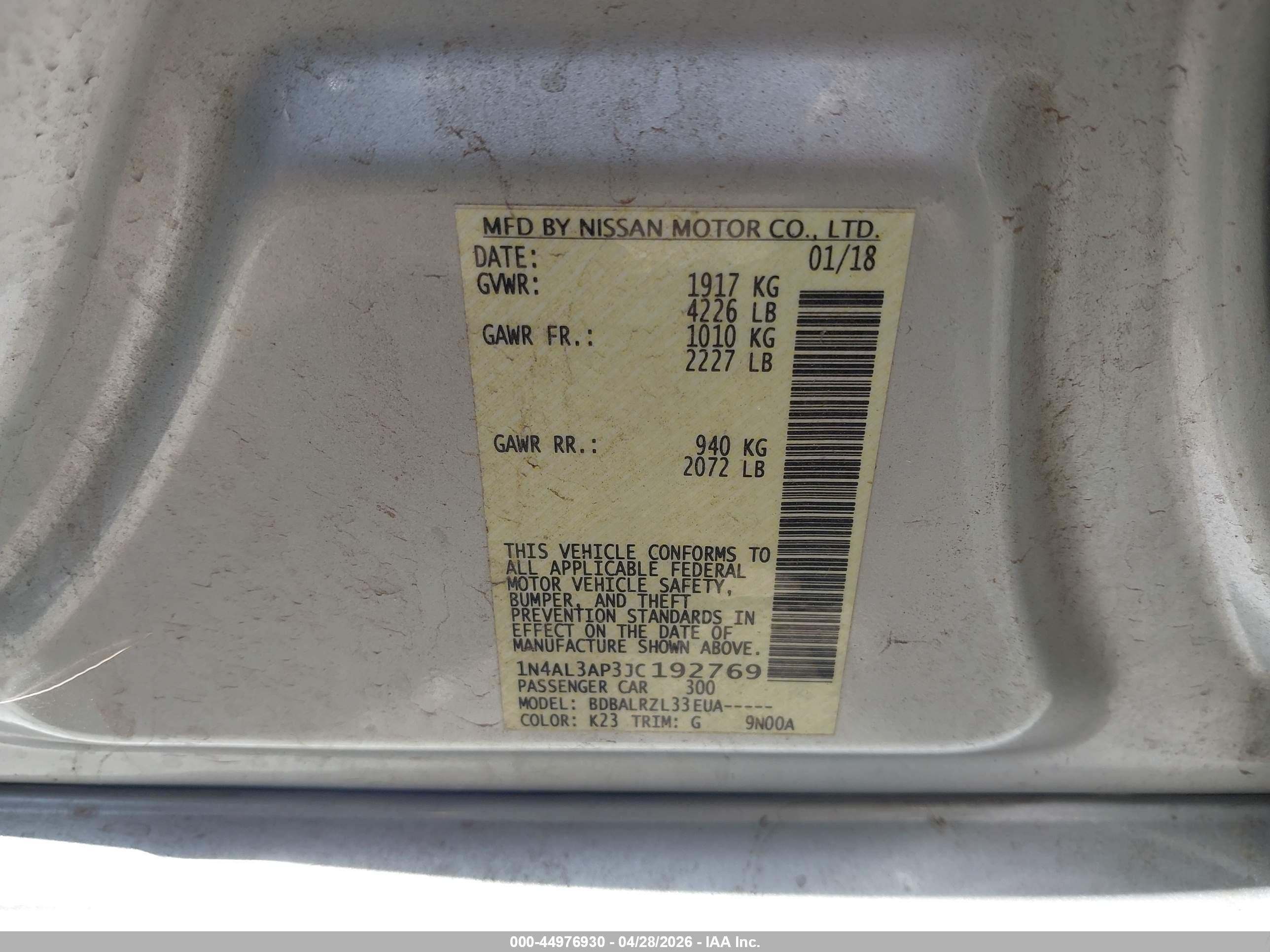 2018 Nissan Altima 2.5 Sl Silver vin: 1N4AL3AP3JC192769