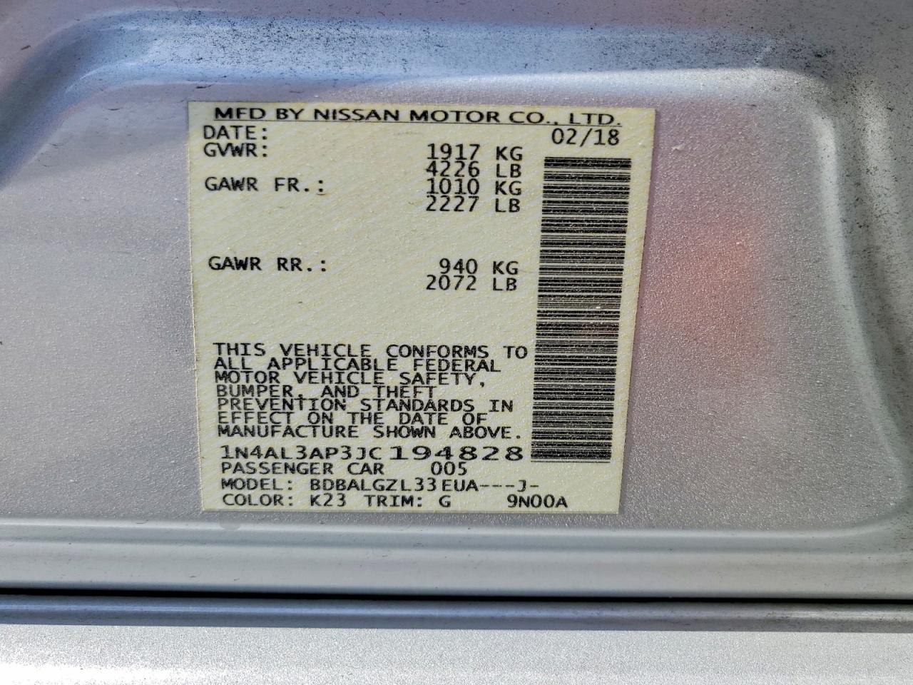 2018 Nissan Altima 2.5 S Silver vin: 1N4AL3AP3JC194828