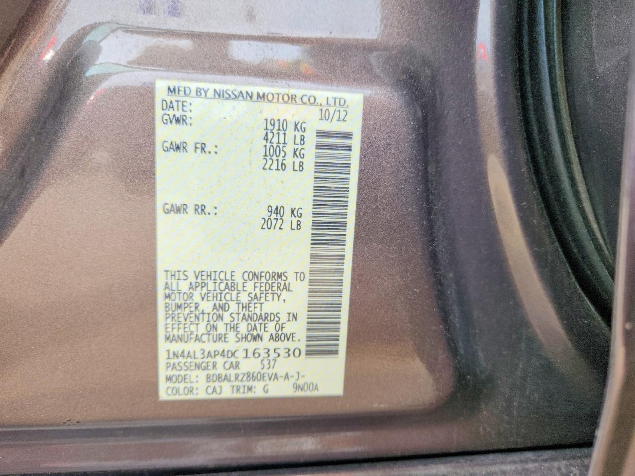 2013 Nissan Altima 2.5 Brown vin: 1N4AL3AP4DC163530