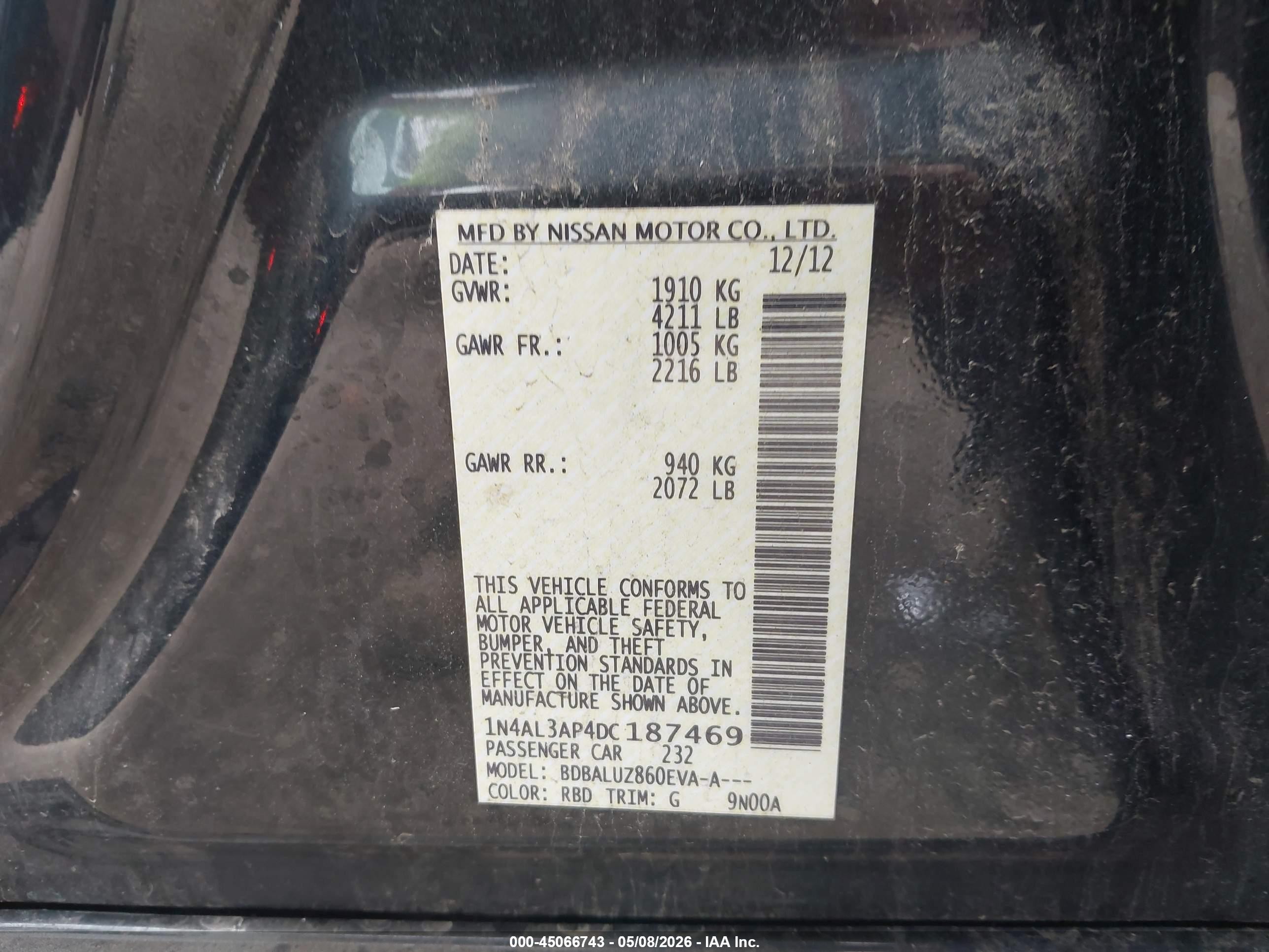 2013 Nissan Altima 2.5 Sv Dark Brown vin: 1N4AL3AP4DC187469