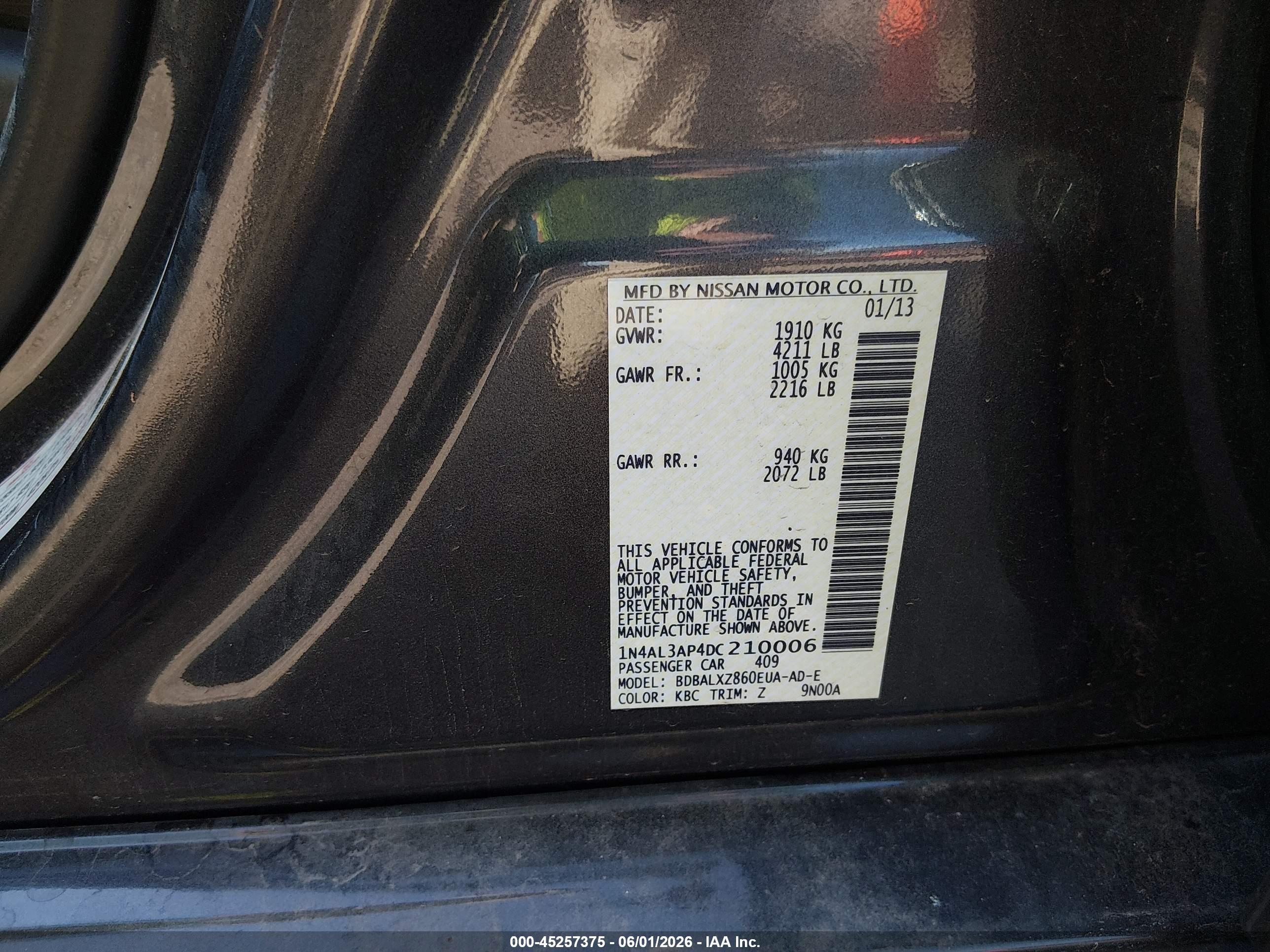 2013 Nissan Altima 2.5 Sl Gray vin: 1N4AL3AP4DC210006