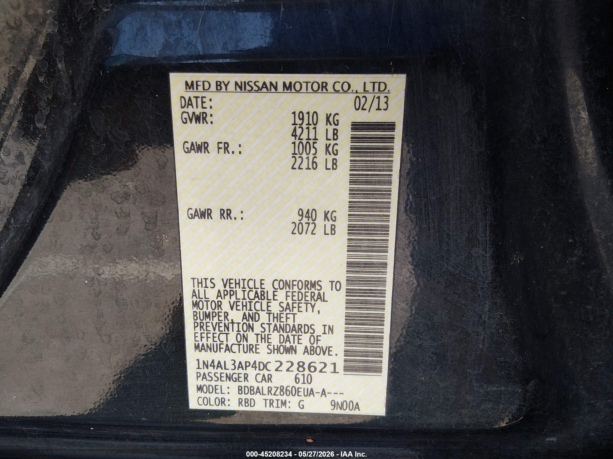2013 Nissan Altima 2.5 S Зеленый vin: 1N4AL3AP4DC228621