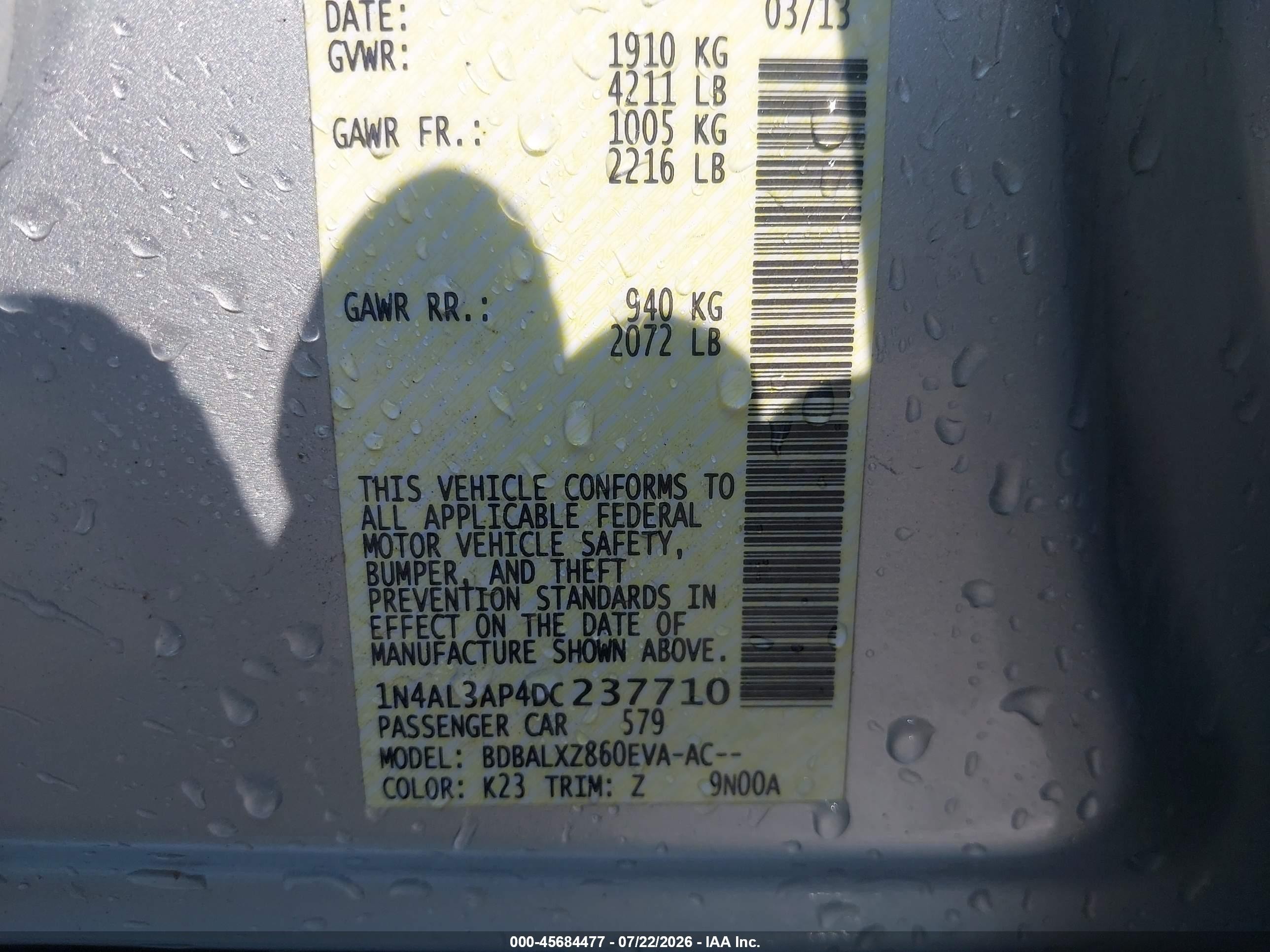 2013 Nissan Altima 2.5 Sl Silver vin: 1N4AL3AP4DC237710
