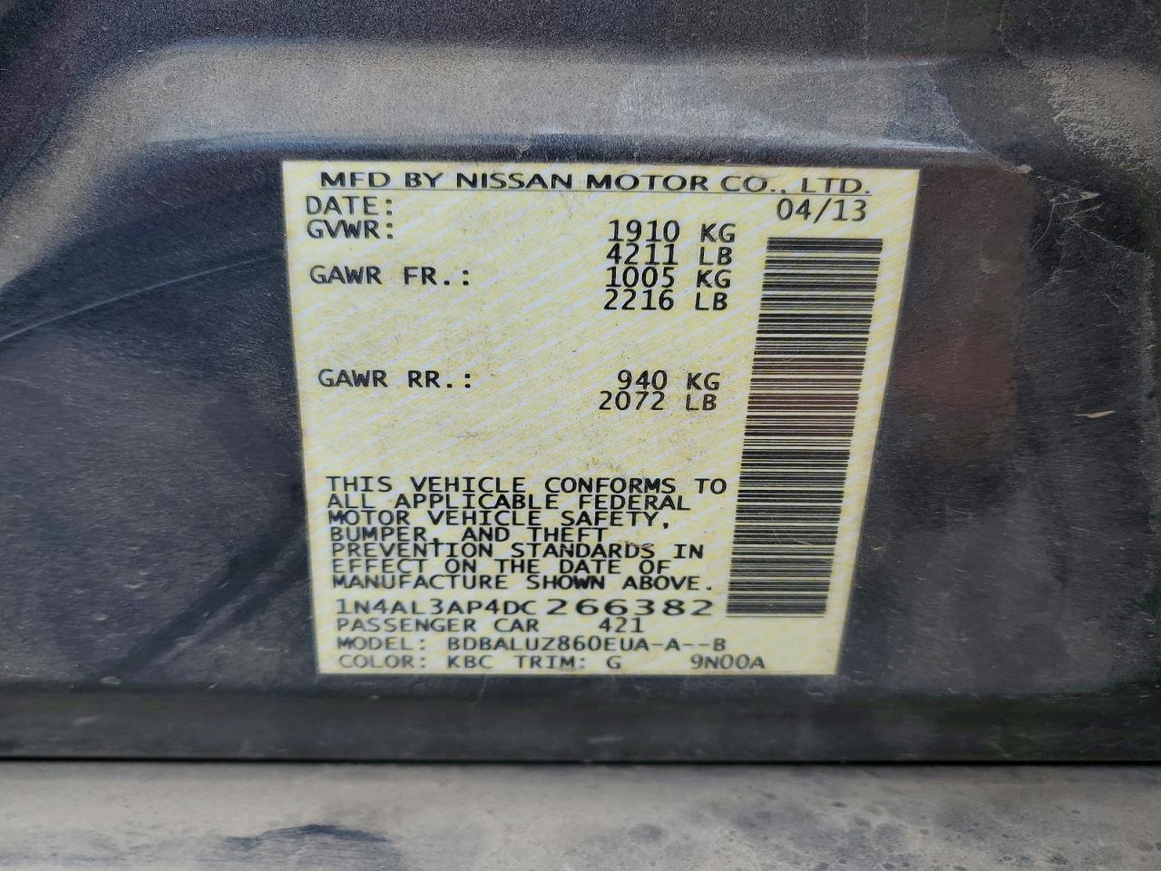 2013 Nissan Altima 2.5 Gray vin: 1N4AL3AP4DC266382