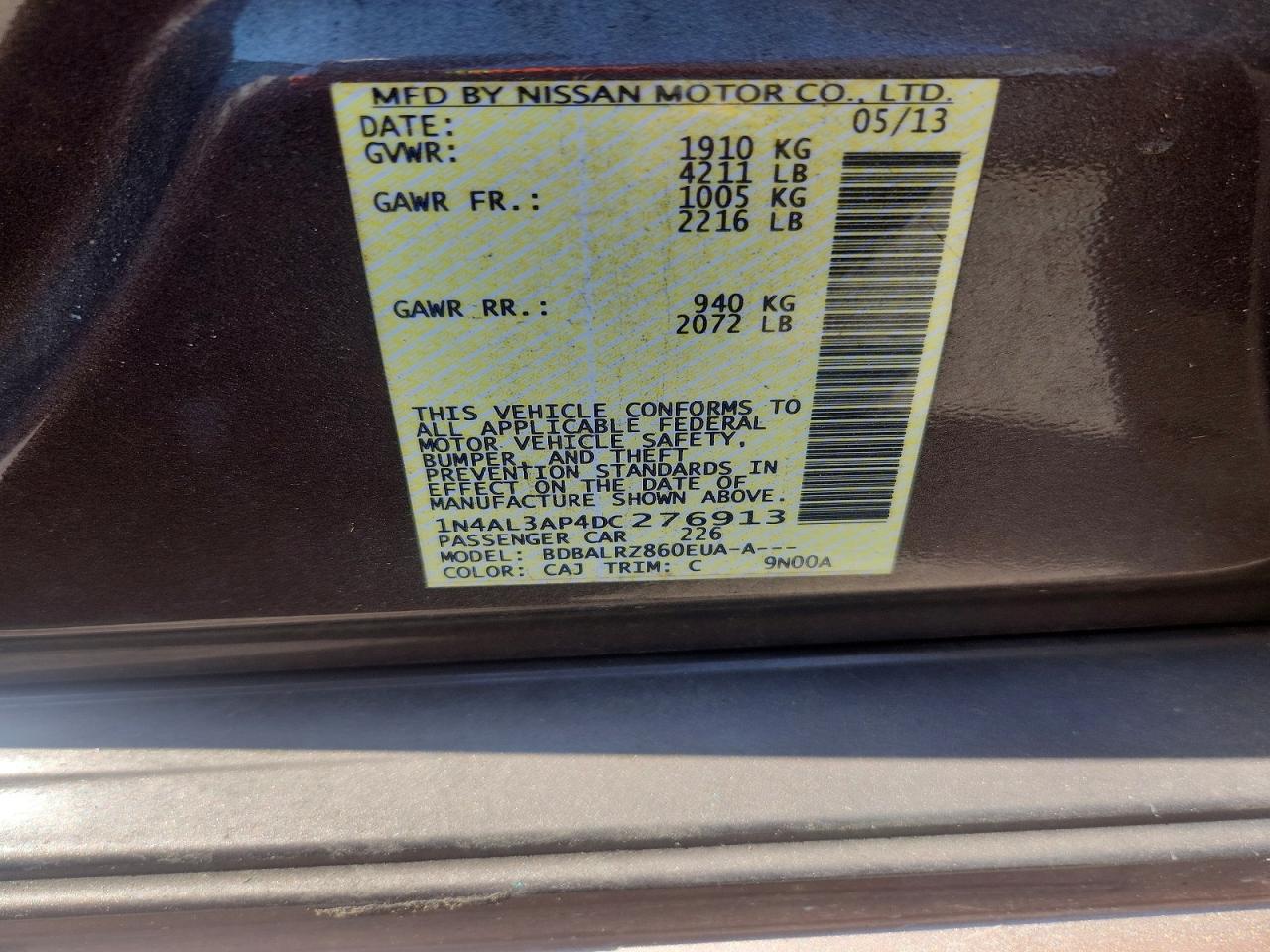 2013 Nissan Altima 2.5 Brown vin: 1N4AL3AP4DC276913