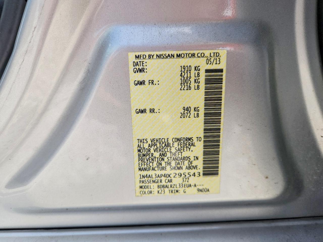 2013 Nissan Altima 2.5 Silver vin: 1N4AL3AP4DC295543