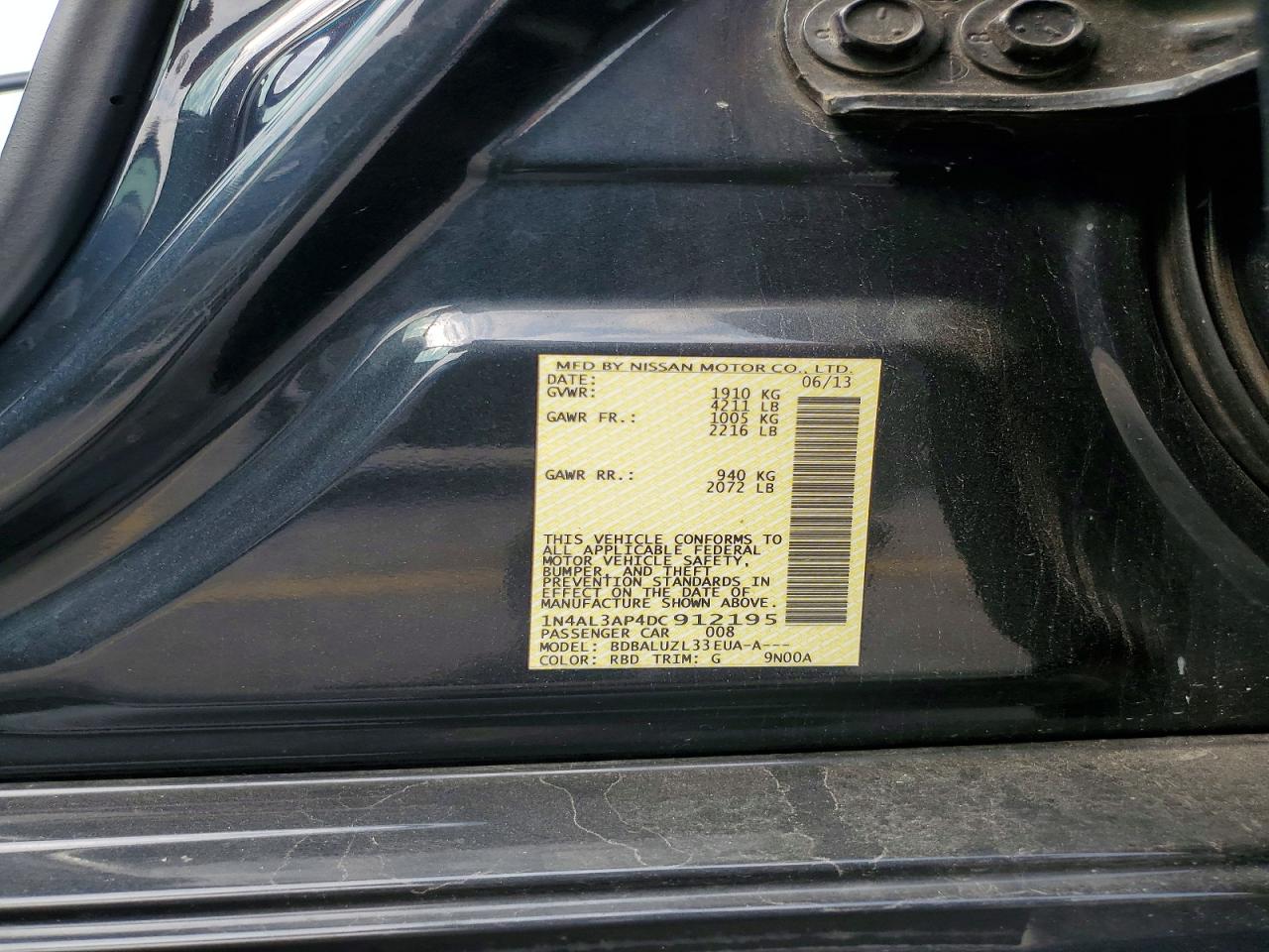 2013 Nissan Altima 2.5 Charcoal vin: 1N4AL3AP4DC912195