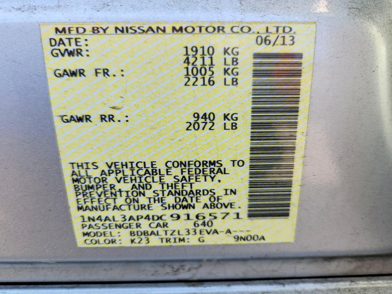 2013 Nissan Altima 2.5 Silver vin: 1N4AL3AP4DC916571