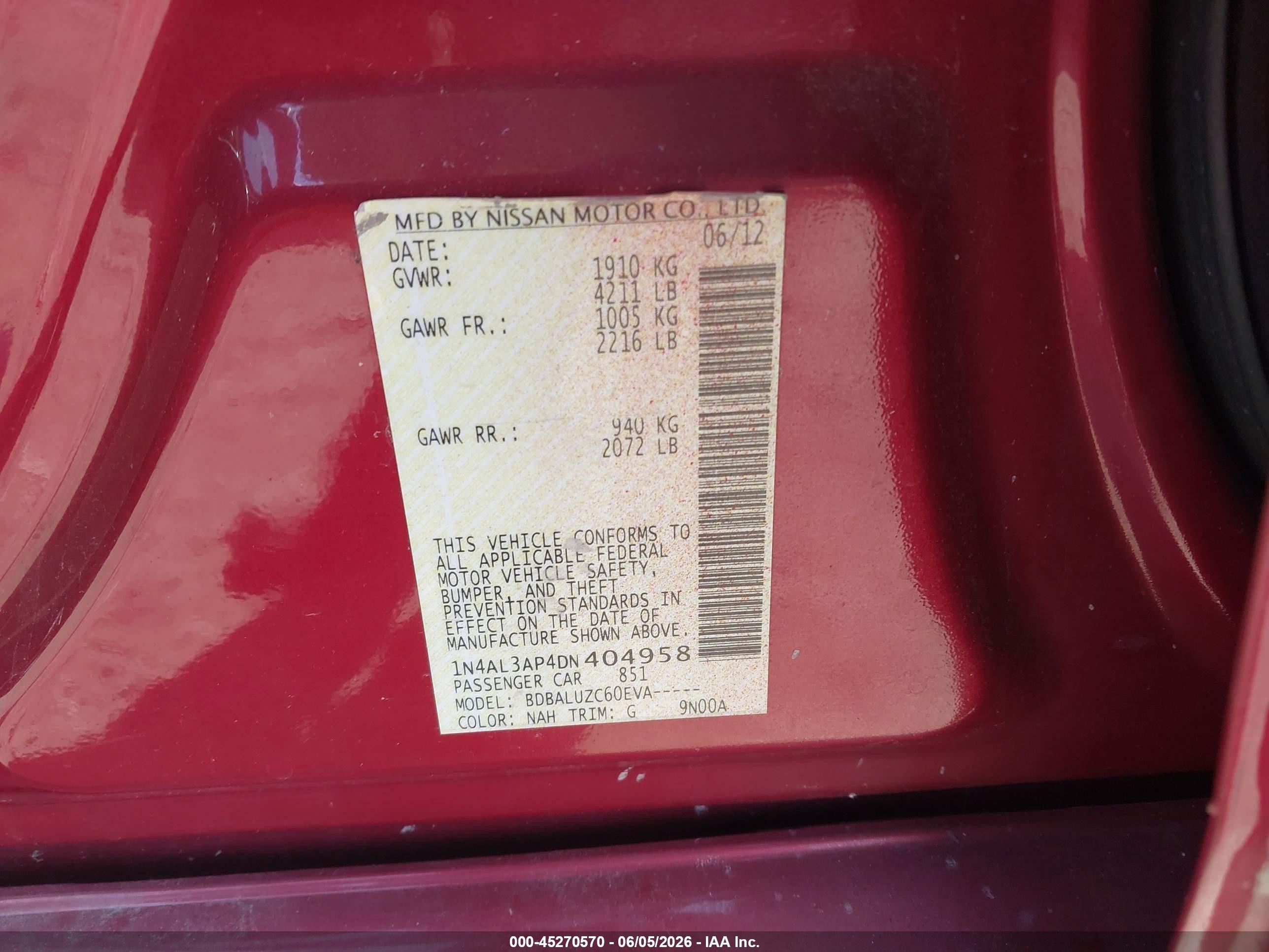 2013 Nissan Altima 2.5 Sv Красный vin: 1N4AL3AP4DN404958