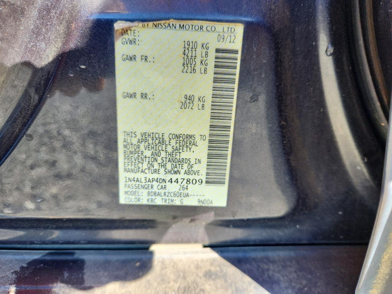 2013 Nissan Altima 2.5 Gray vin: 1N4AL3AP4DN447809
