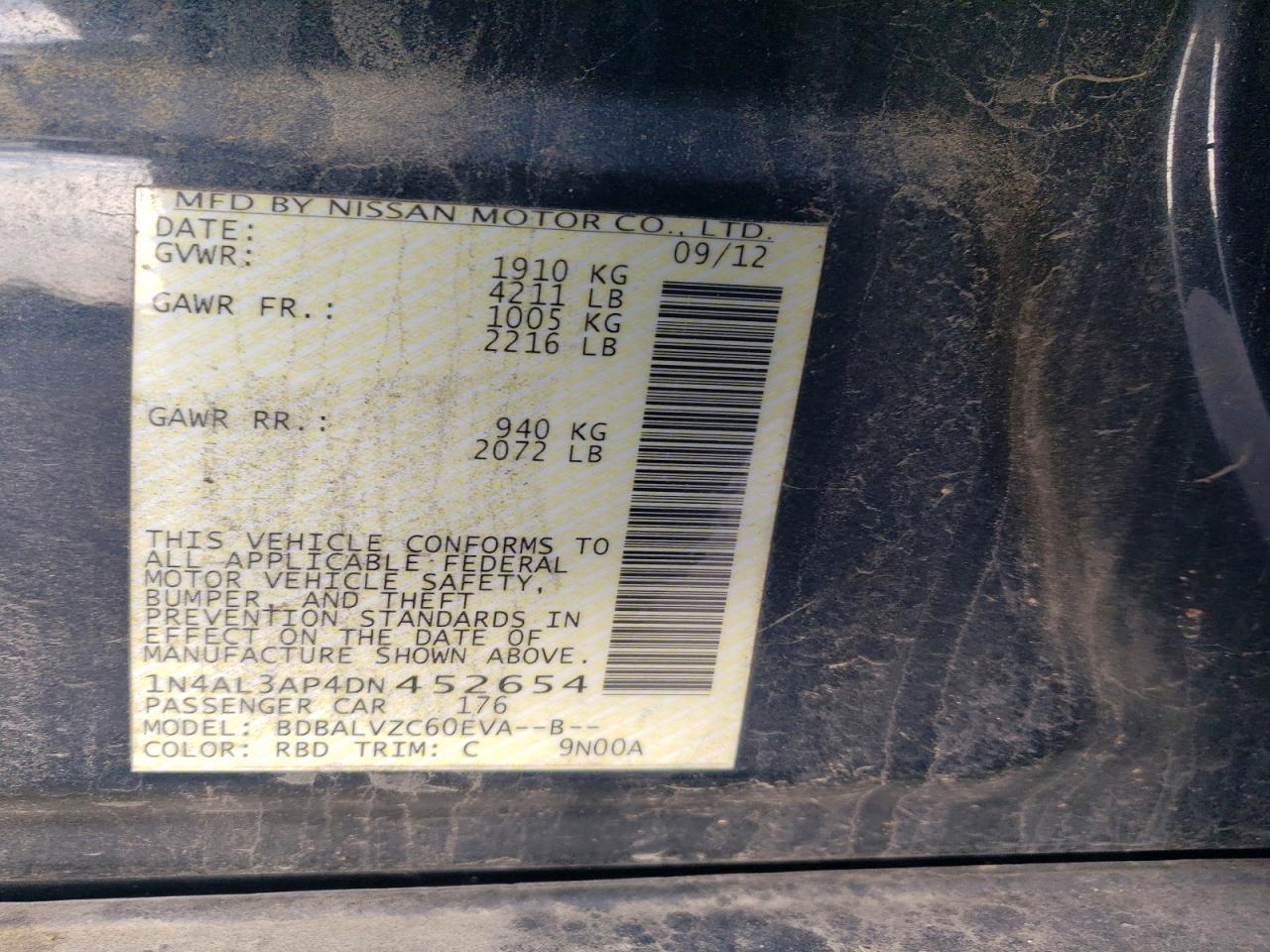 2013 Nissan Altima 2.5 Gray vin: 1N4AL3AP4DN452654