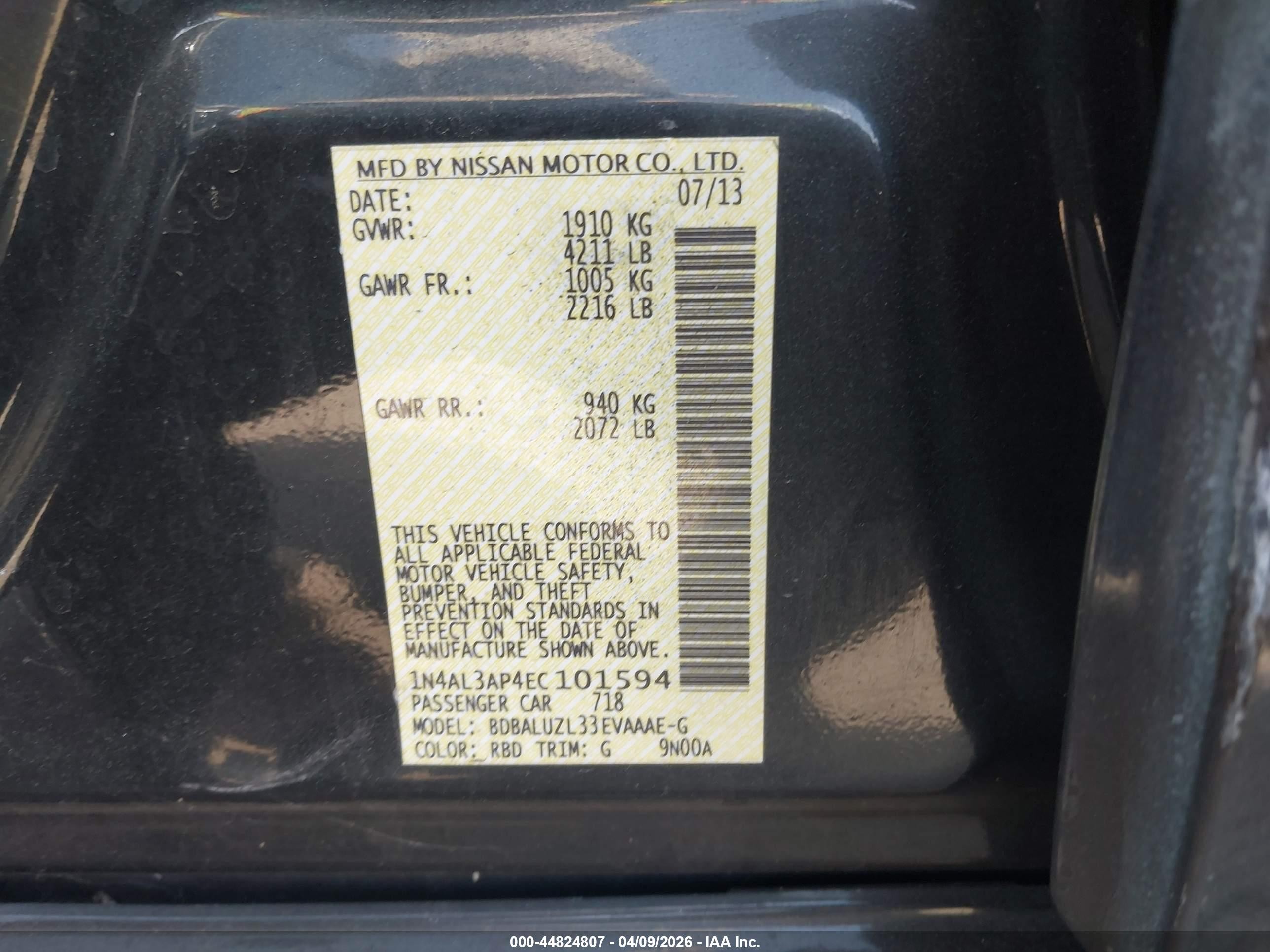 2014 Nissan Altima 2.5 Sv Blue vin: 1N4AL3AP4EC101594