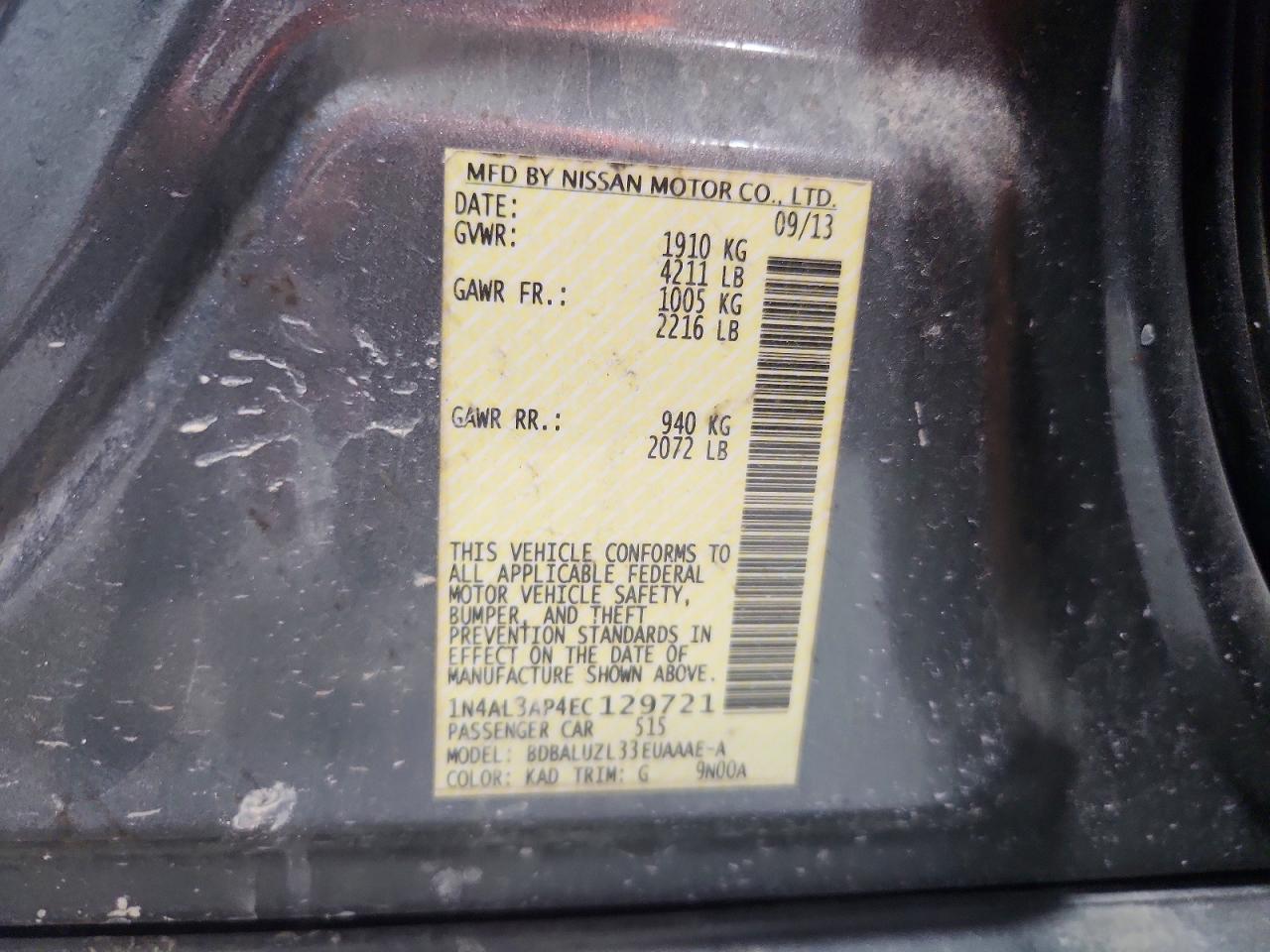2014 Nissan Altima 2.5 Sv Gray vin: 1N4AL3AP4EC129721