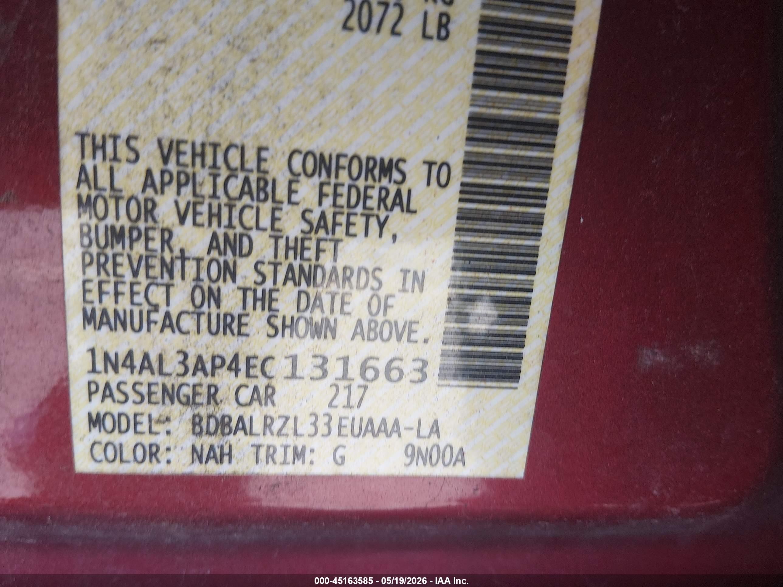 2014 Nissan Altima 2.5 S Red vin: 1N4AL3AP4EC131663