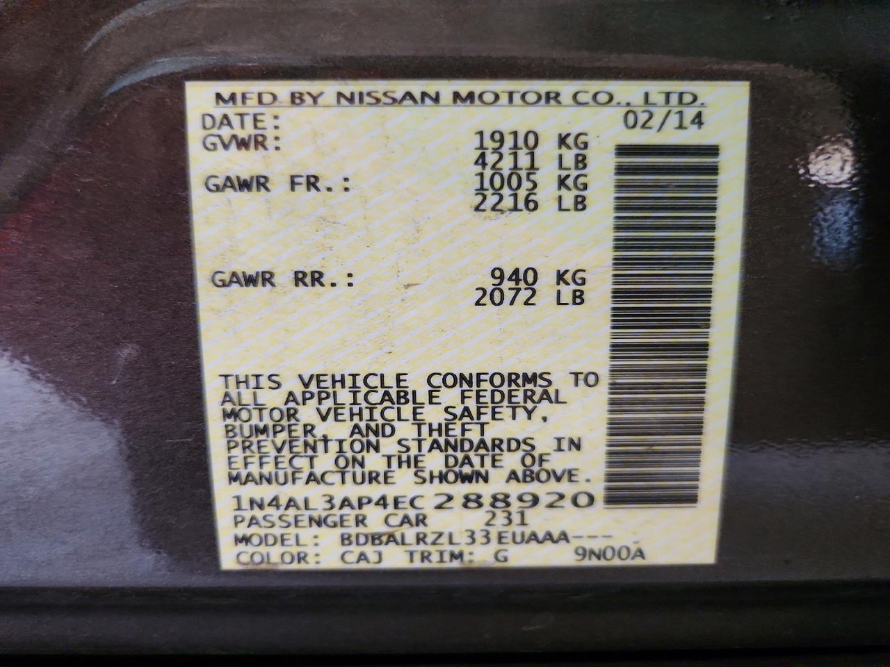 2014 Nissan Altima 2.5 S Brown vin: 1N4AL3AP4EC288920