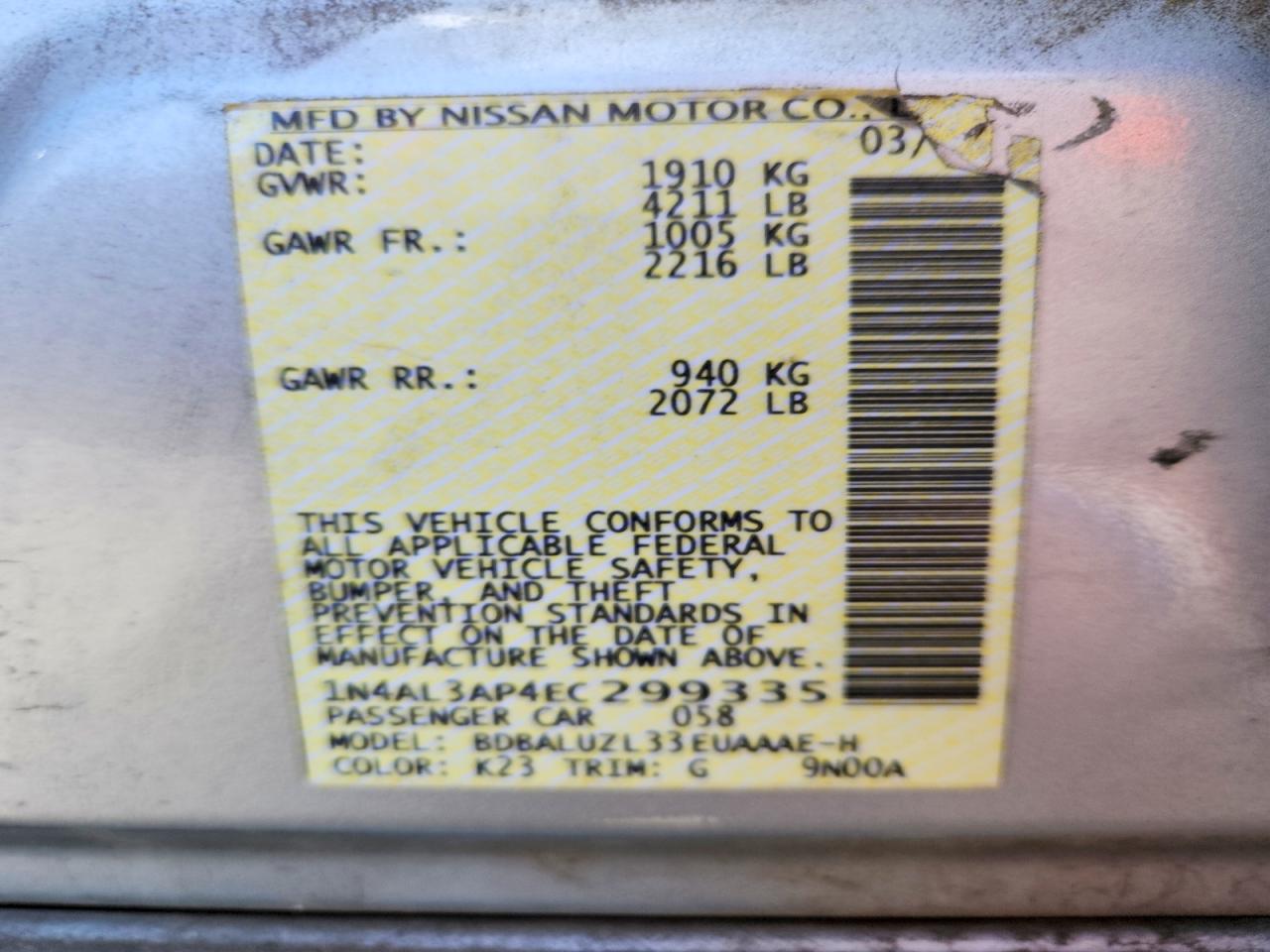 2014 Nissan Altima 2.5 Sv Silver vin: 1N4AL3AP4EC299335