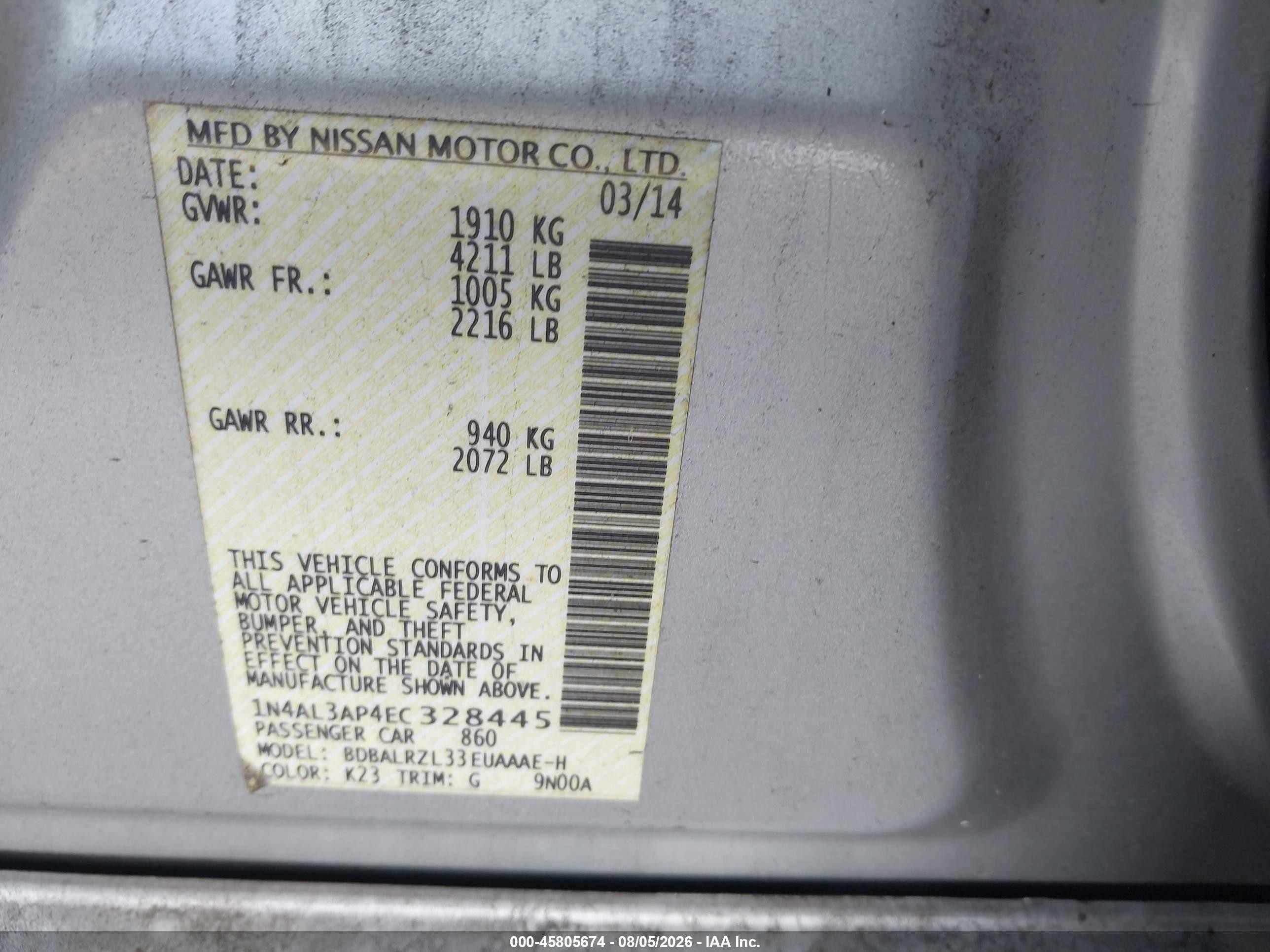 2014 Nissan Altima 2.5 S Gray vin: 1N4AL3AP4EC328445