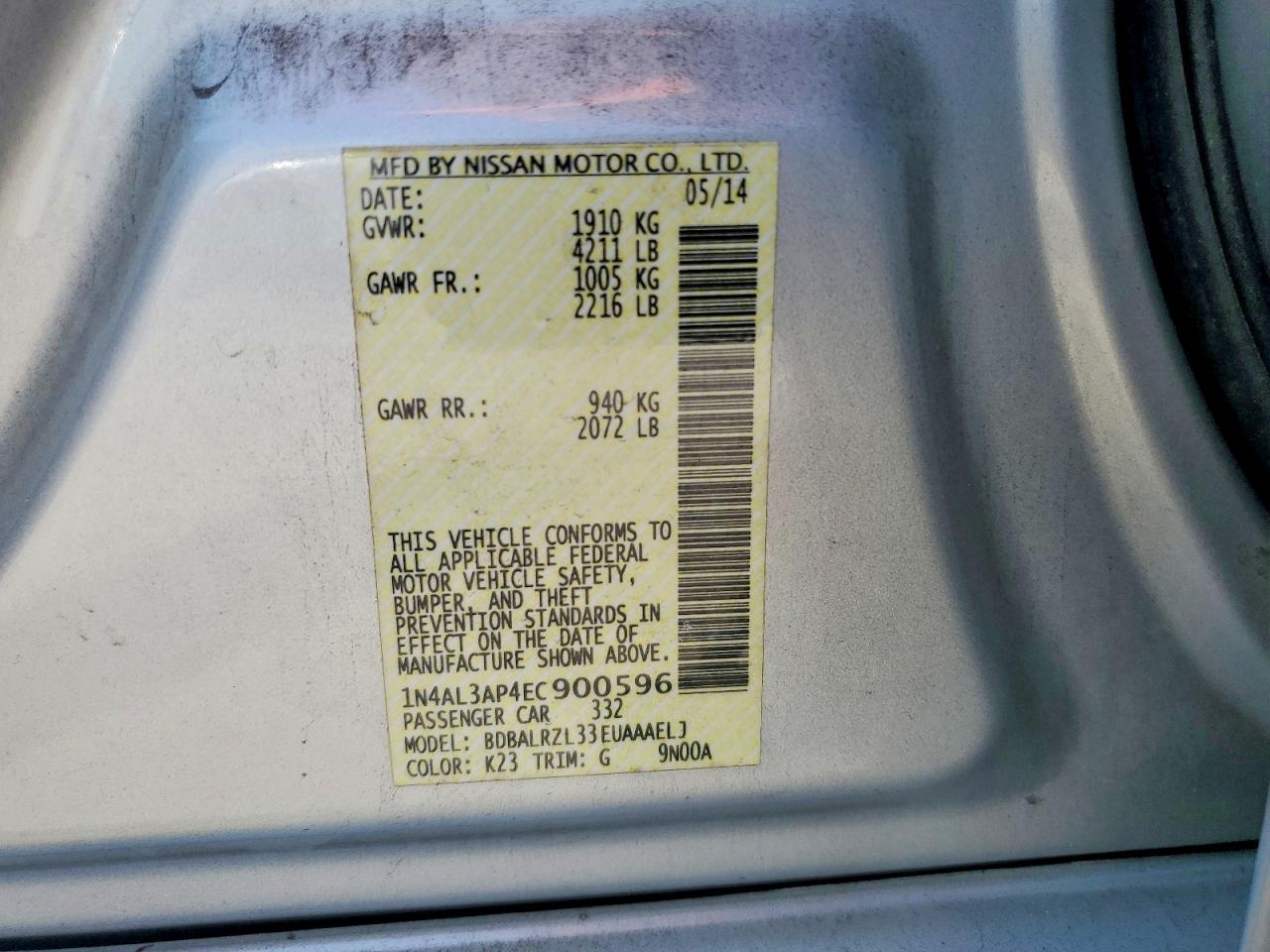 2014 Nissan Altima 2.5 S Silver vin: 1N4AL3AP4EC900596