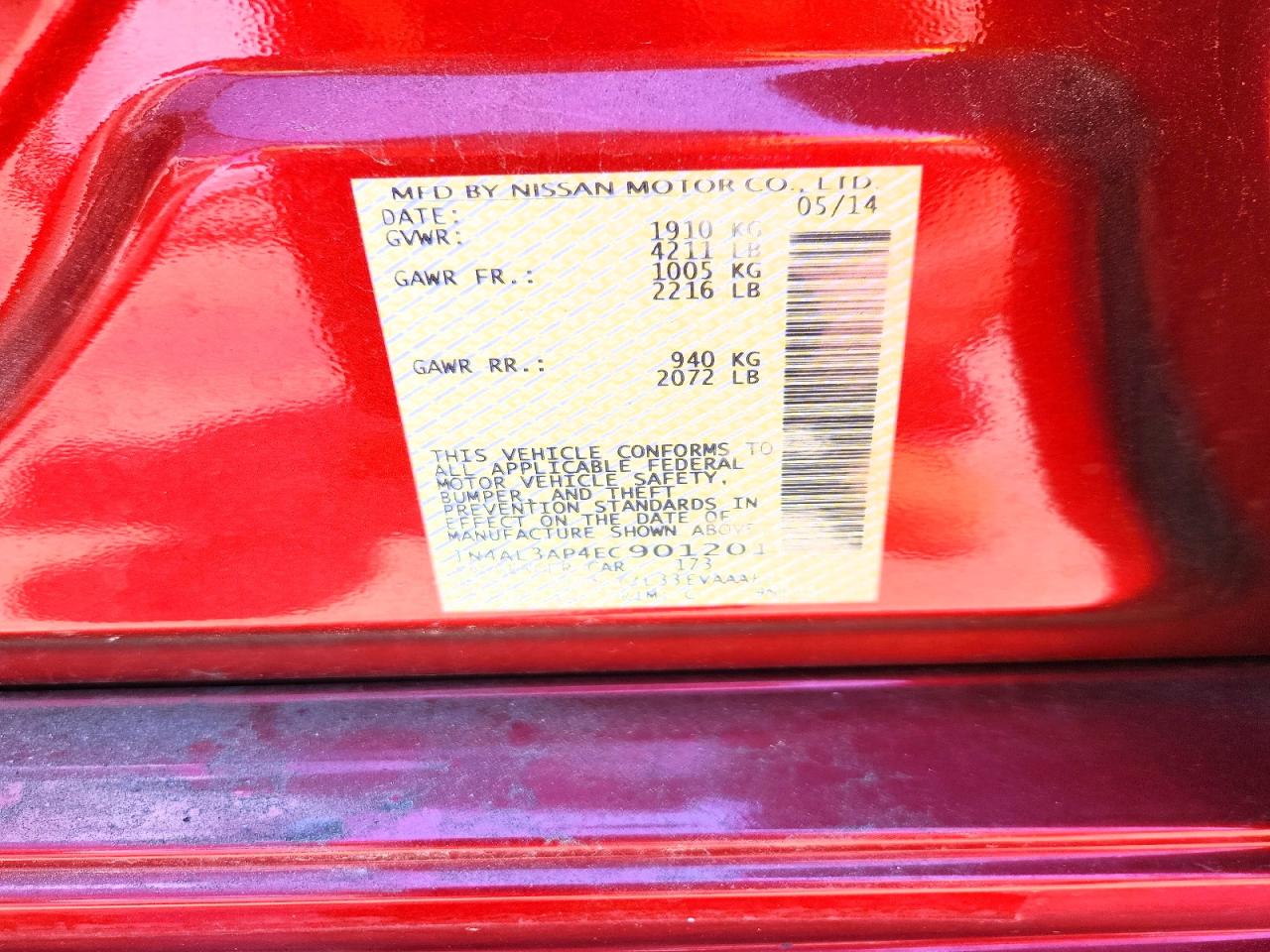 2014 Nissan Altima 2.5 Sl Red vin: 1N4AL3AP4EC901201