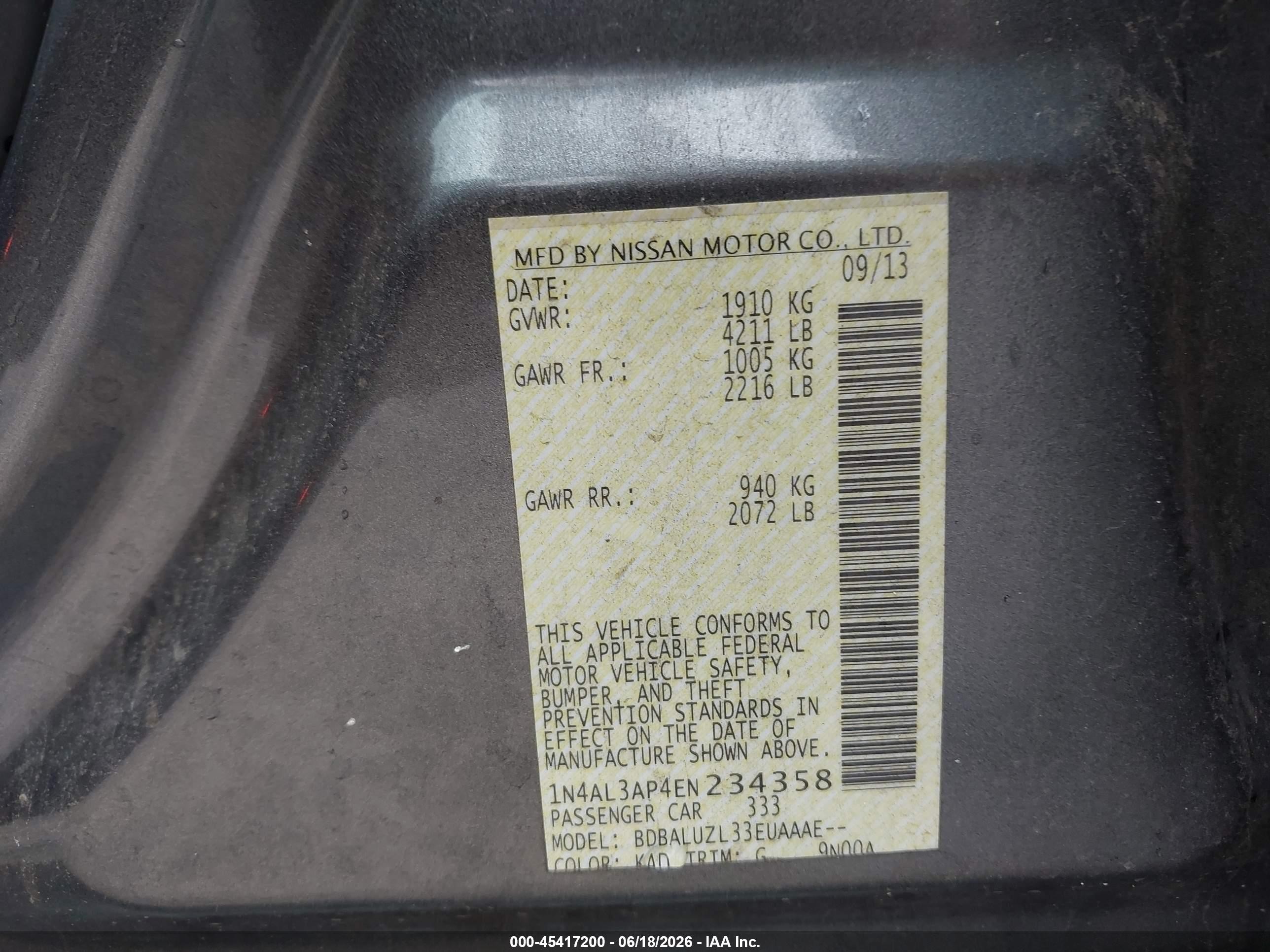 2014 Nissan Altima 2.5 Sv Gray vin: 1N4AL3AP4EN234358