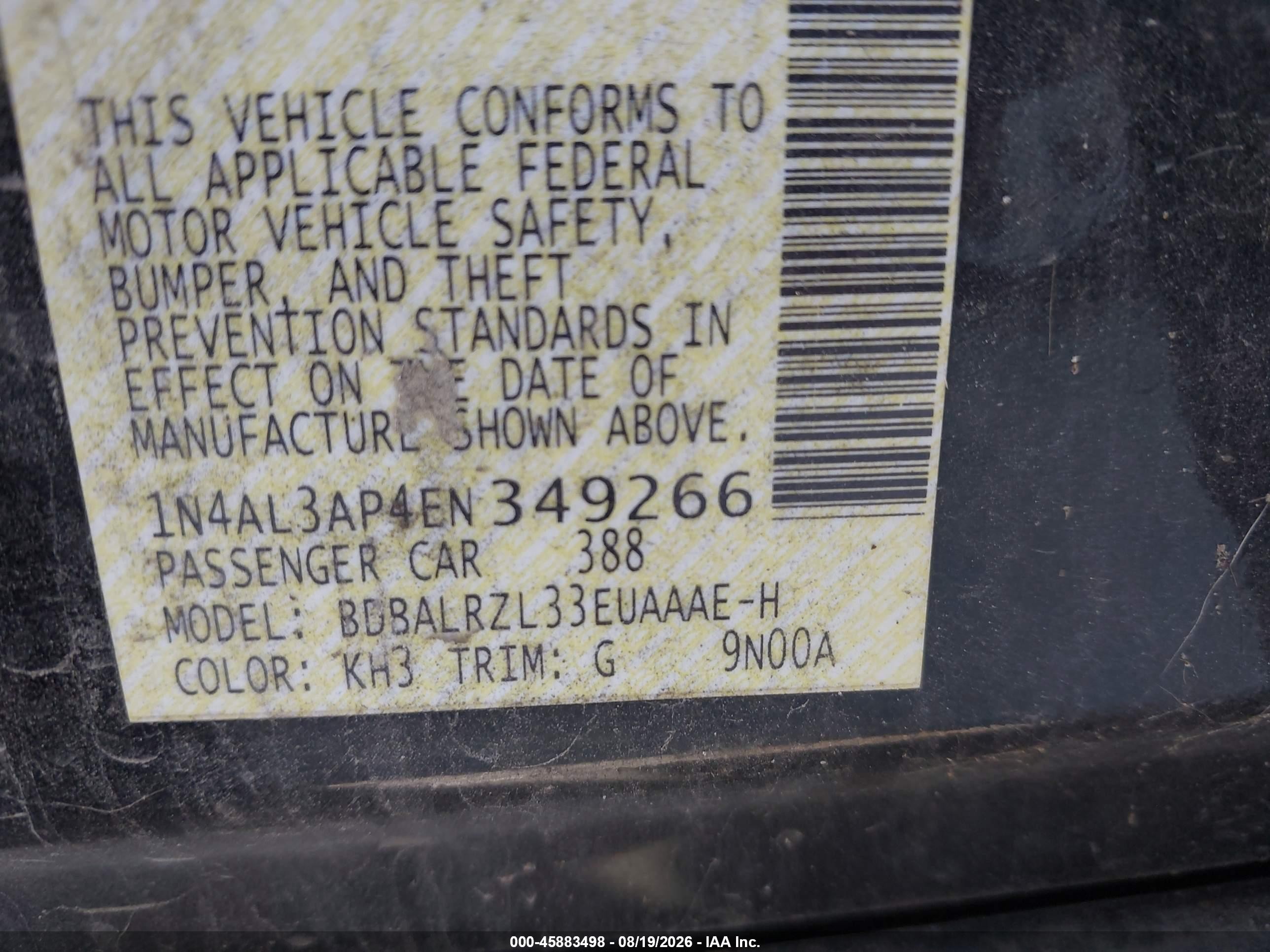 2014 Nissan Altima 2.5 S Black vin: 1N4AL3AP4EN349266