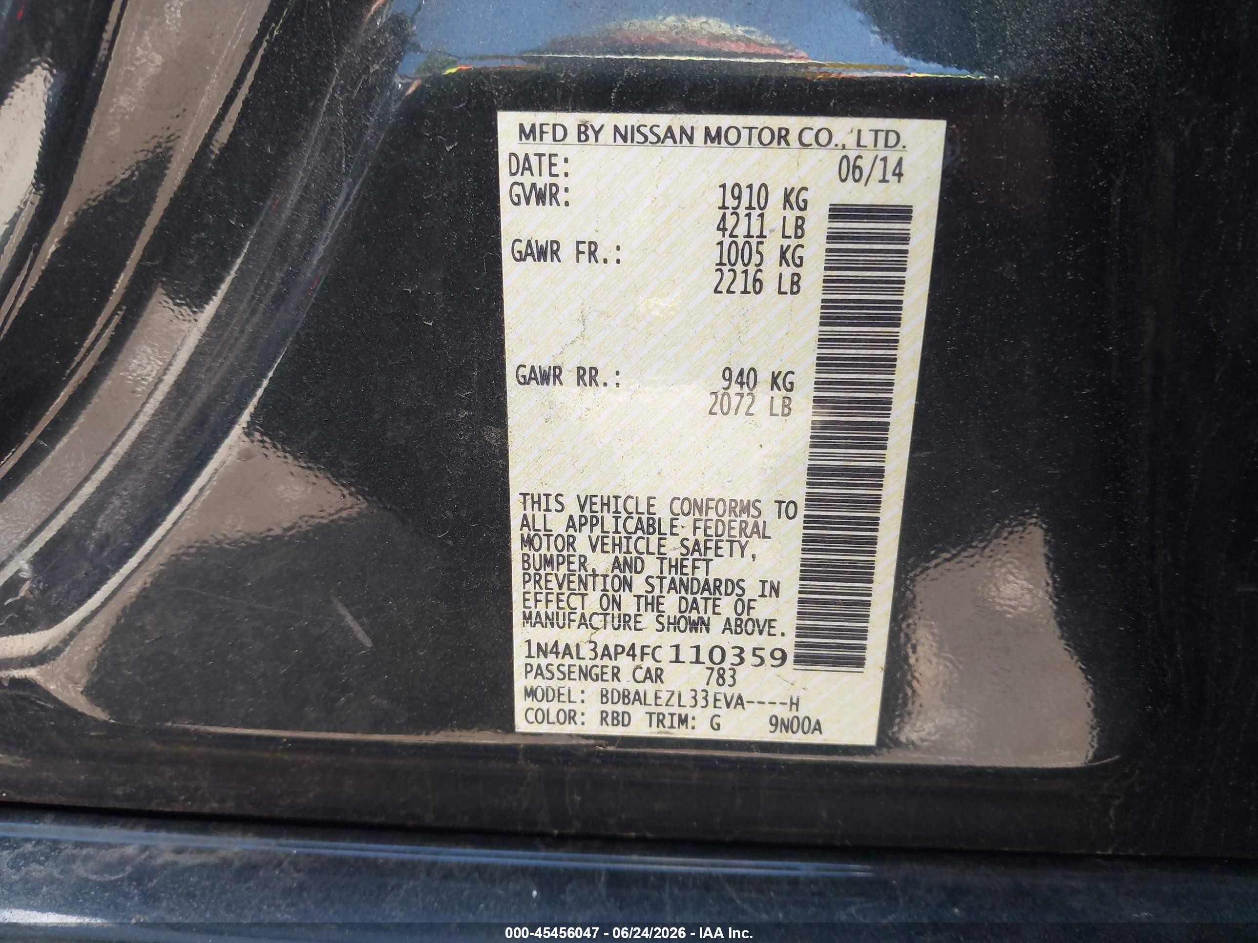 2015 Nissan Altima 2.5 S Blue vin: 1N4AL3AP4FC110359