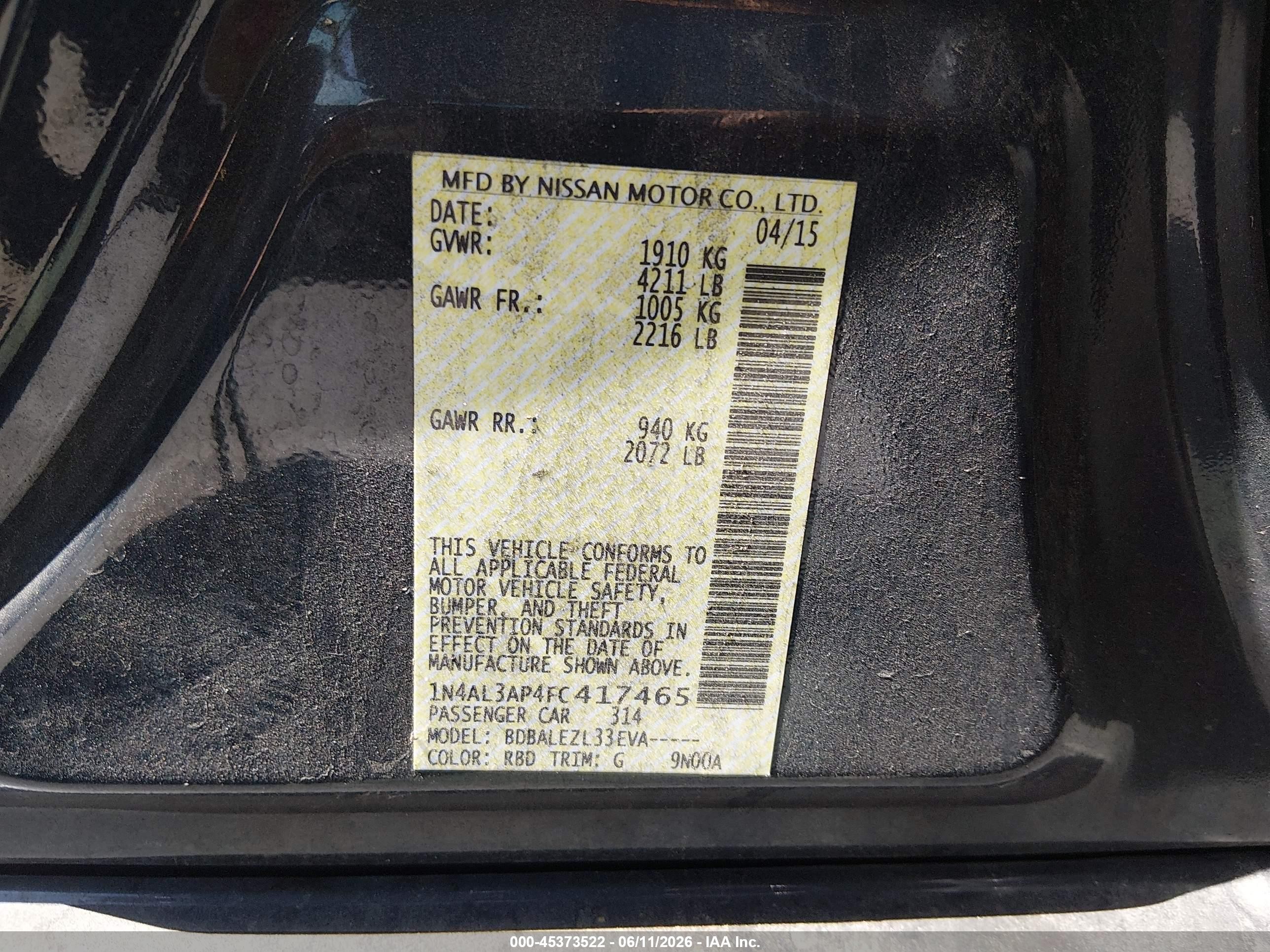 2015 Nissan Altima 2.5 S Gray vin: 1N4AL3AP4FC417465