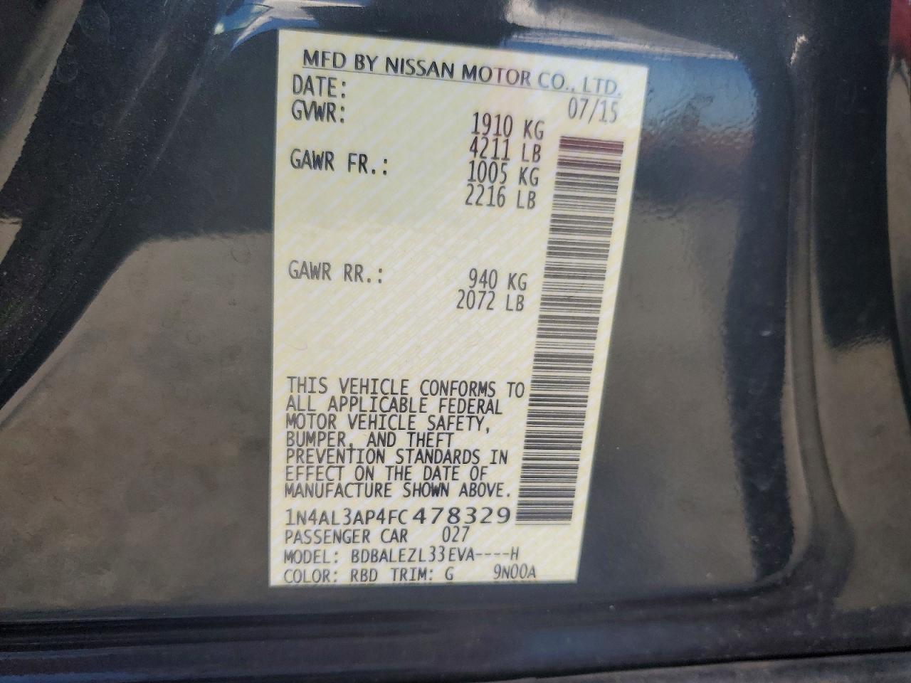 2015 Nissan Altima 2.5 S Black vin: 1N4AL3AP4FC478329