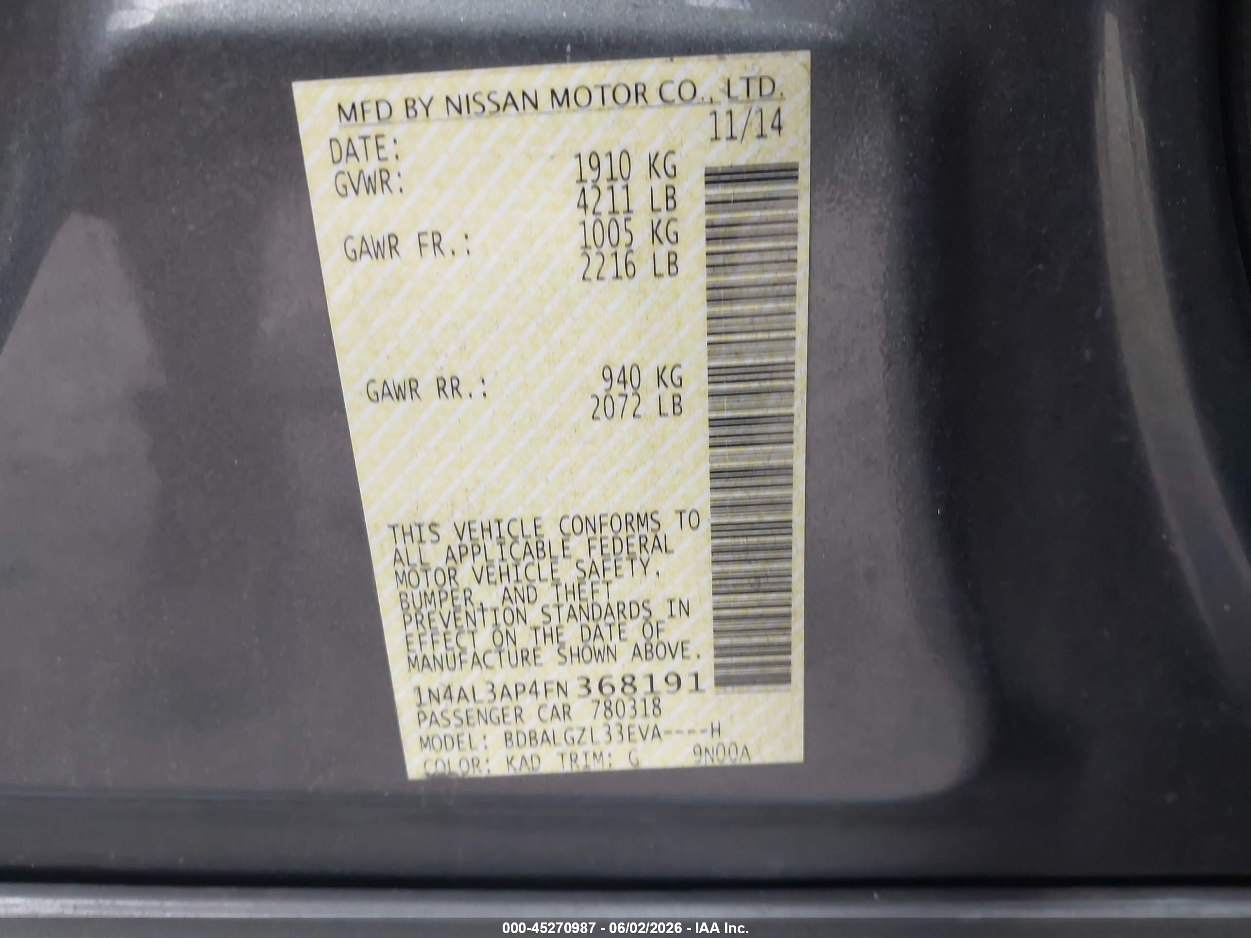 2015 Nissan Altima 2.5 S Gray vin: 1N4AL3AP4FN368191