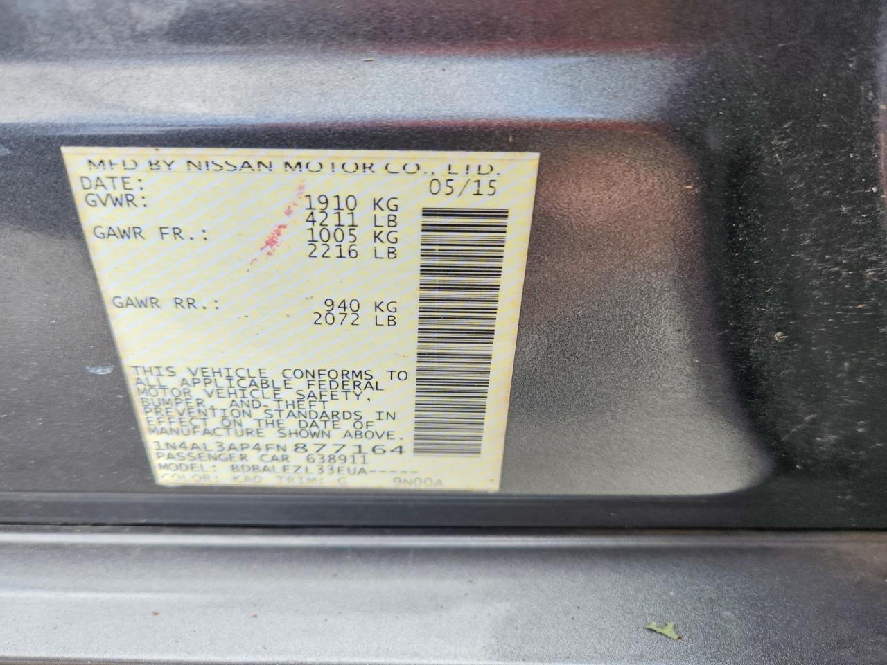 2015 Nissan Altima 2.5 S Silver vin: 1N4AL3AP4FN877164