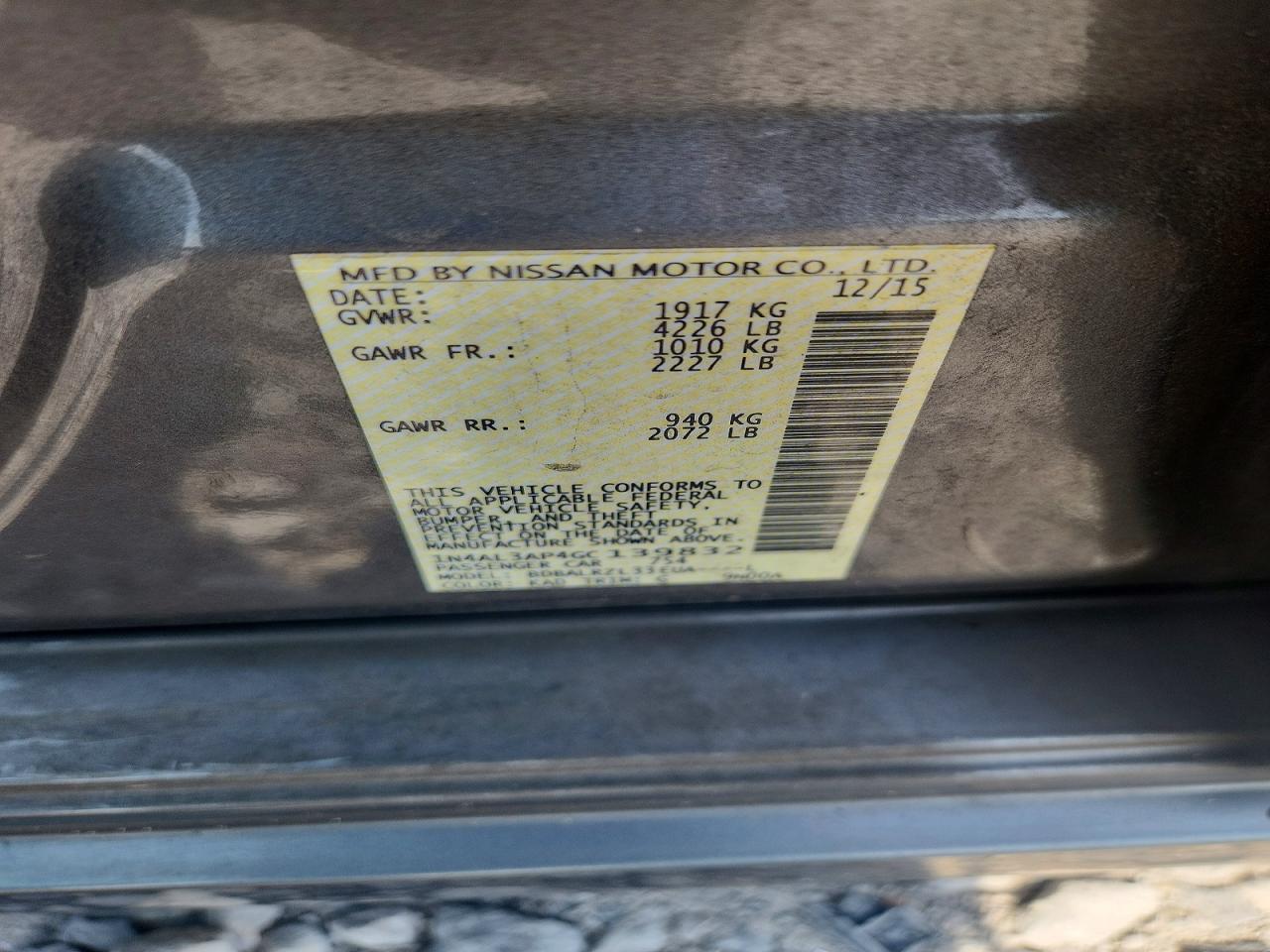 2016 Nissan Altima 2.5 Sl Gray vin: 1N4AL3AP4GC139832
