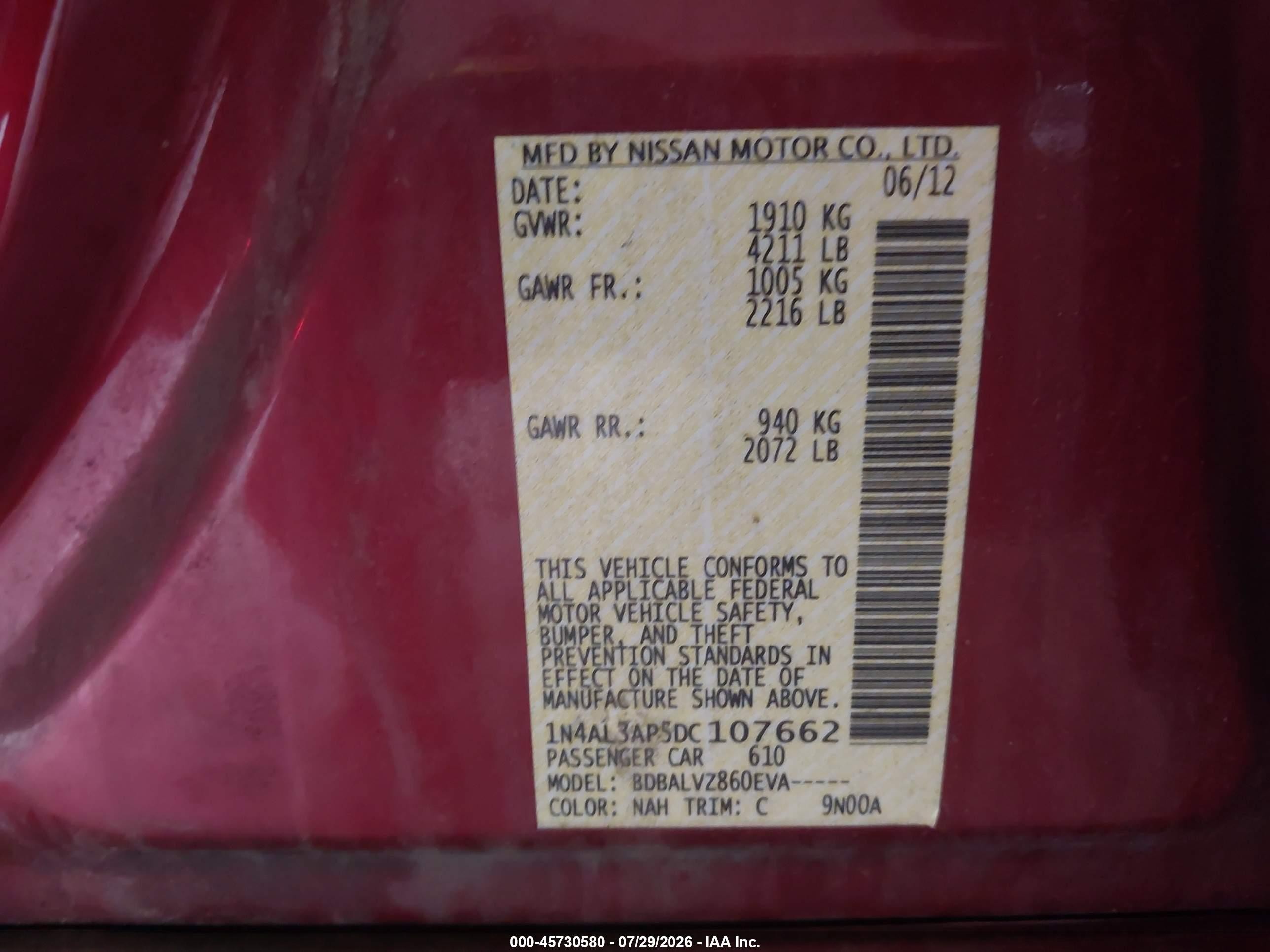 2013 Nissan Altima 2.5 Sl Red vin: 1N4AL3AP5DC107662