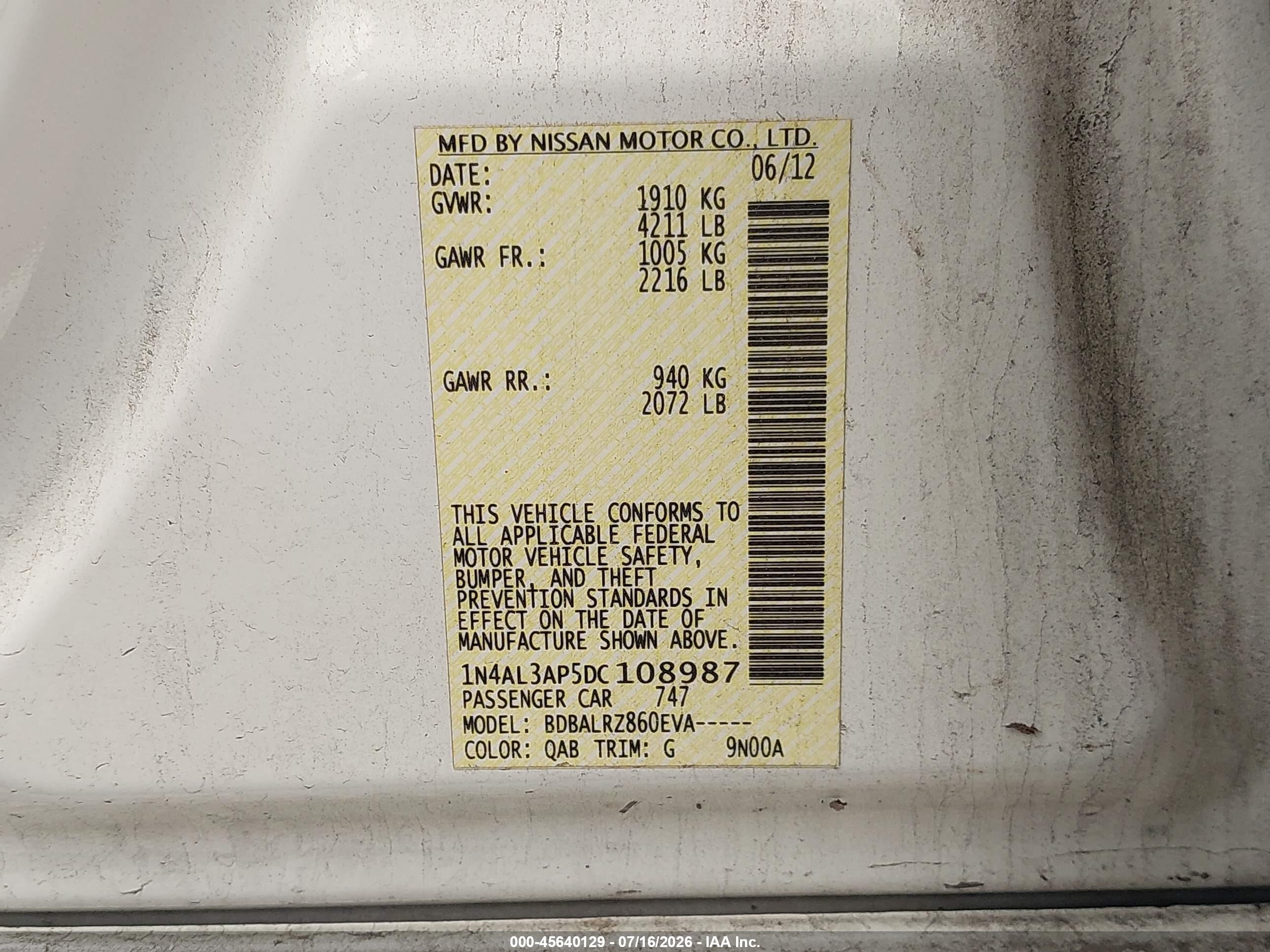 2013 Nissan Altima 2.5 S White vin: 1N4AL3AP5DC108987