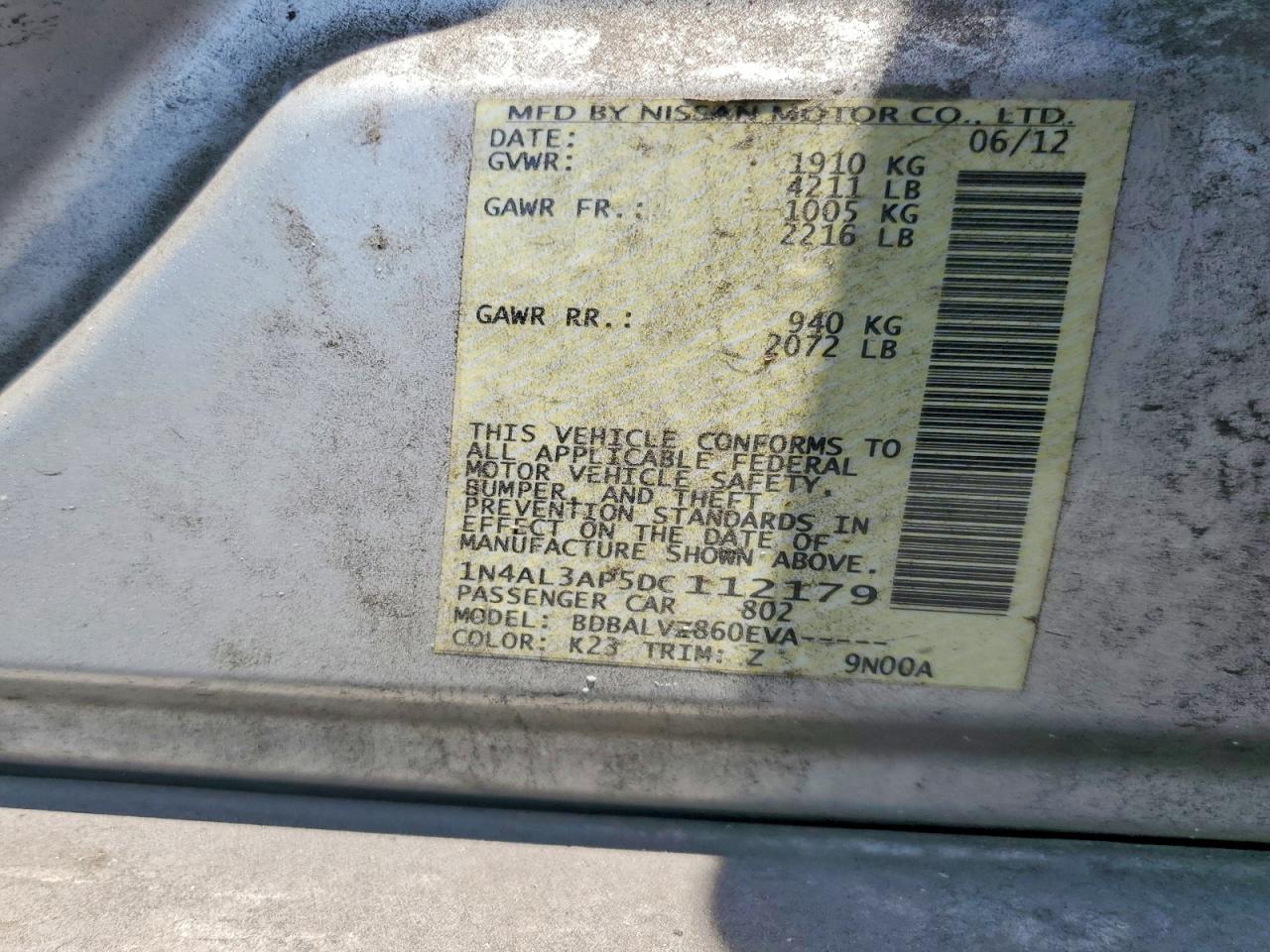 2013 Nissan Altima 2.5/s/sv/sl Silver vin: 1N4AL3AP5DC112179