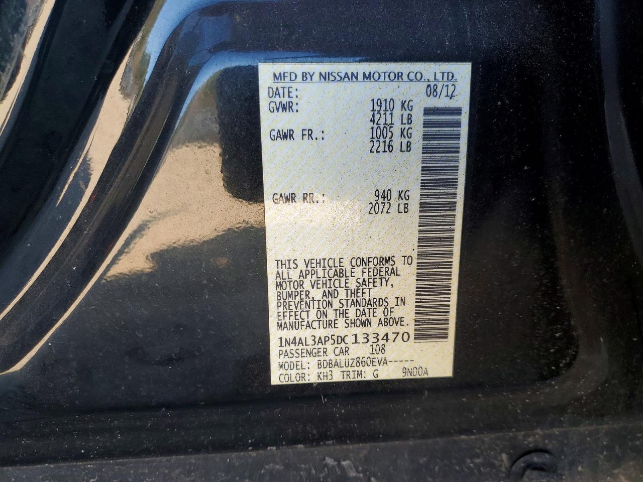 2013 Nissan Altima 2.5 Blue vin: 1N4AL3AP5DC133470