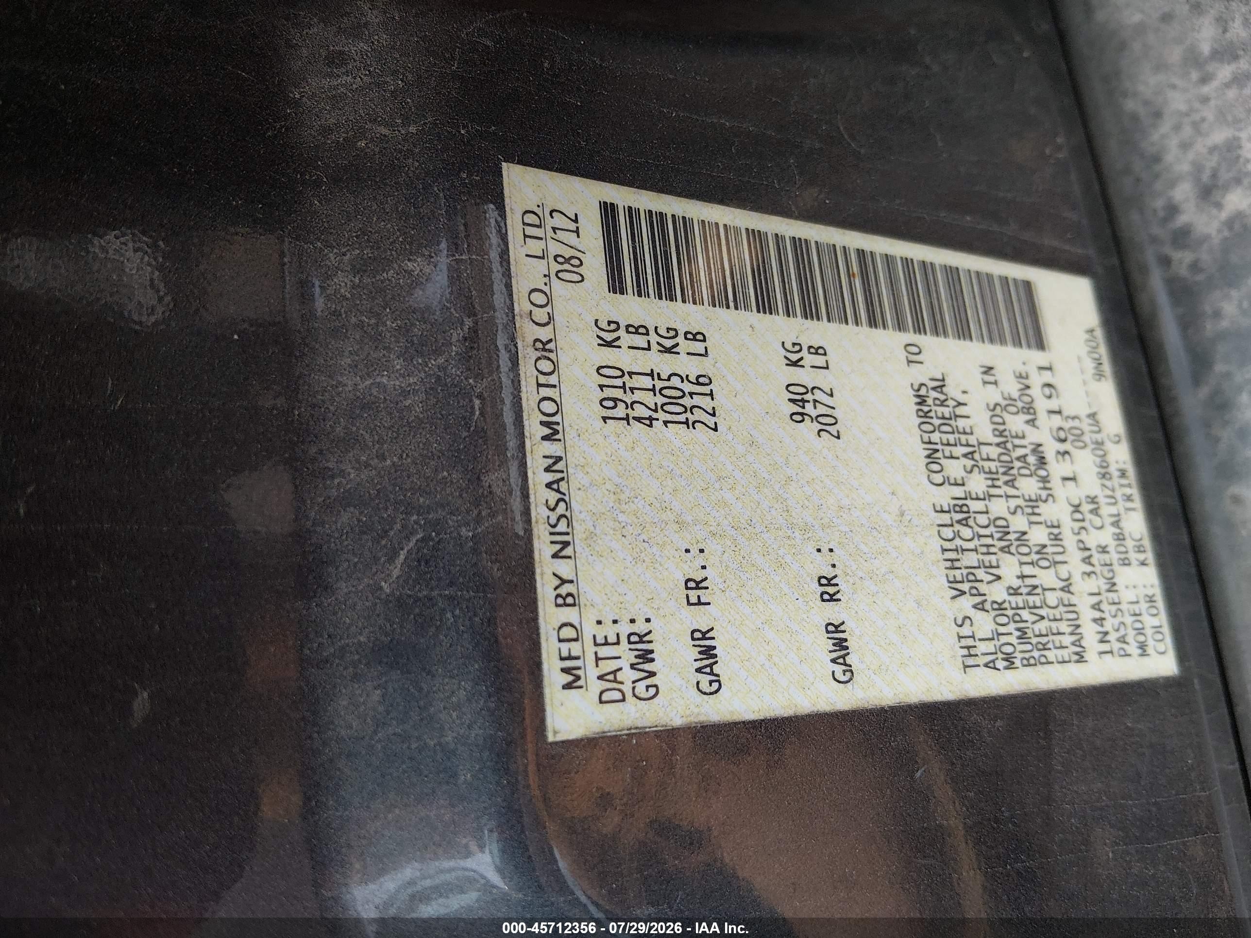 2013 Nissan Altima 2.5 Sv Gray vin: 1N4AL3AP5DC136191