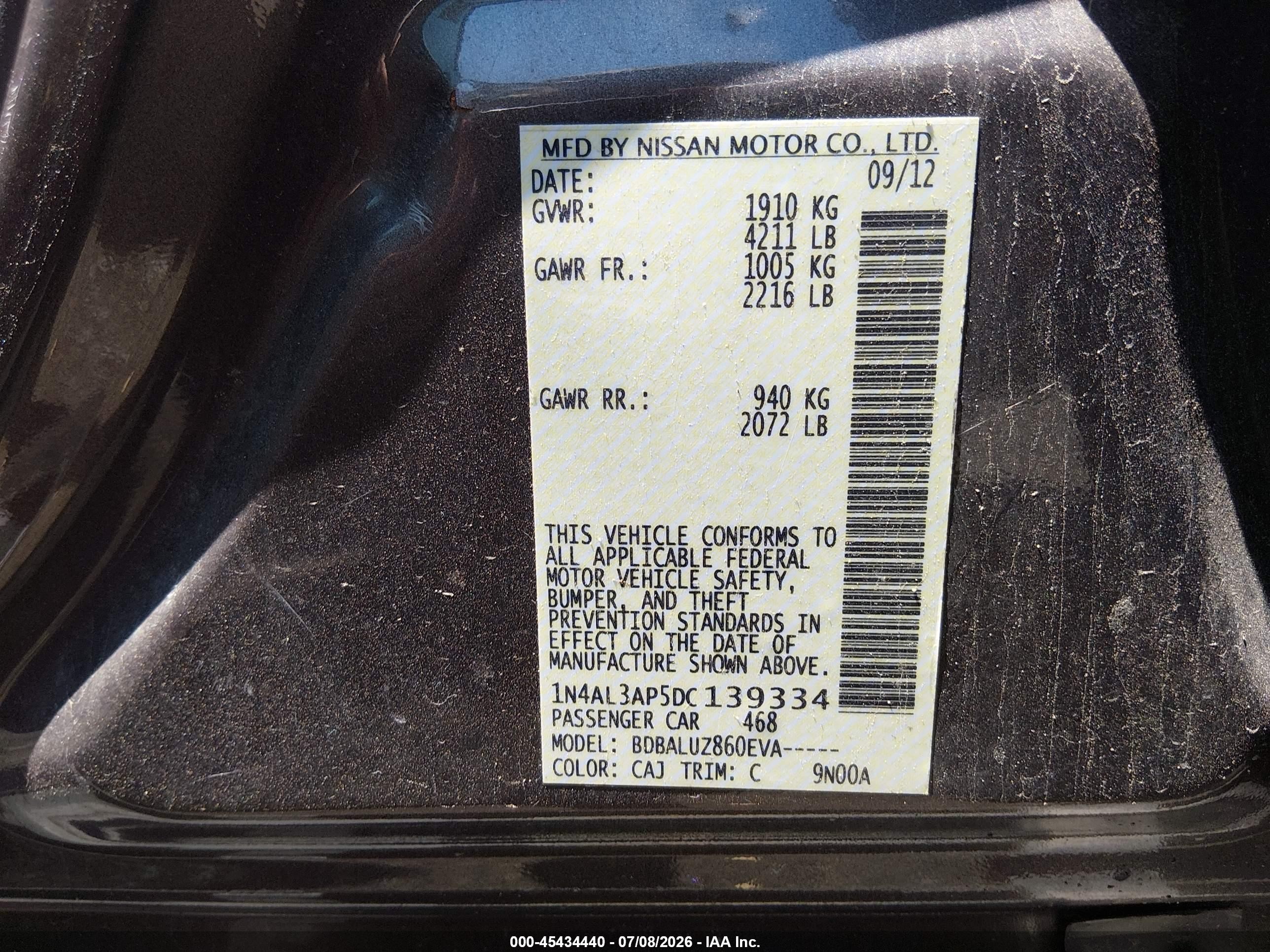 2013 Nissan Altima 2.5 Sv Gray vin: 1N4AL3AP5DC139334