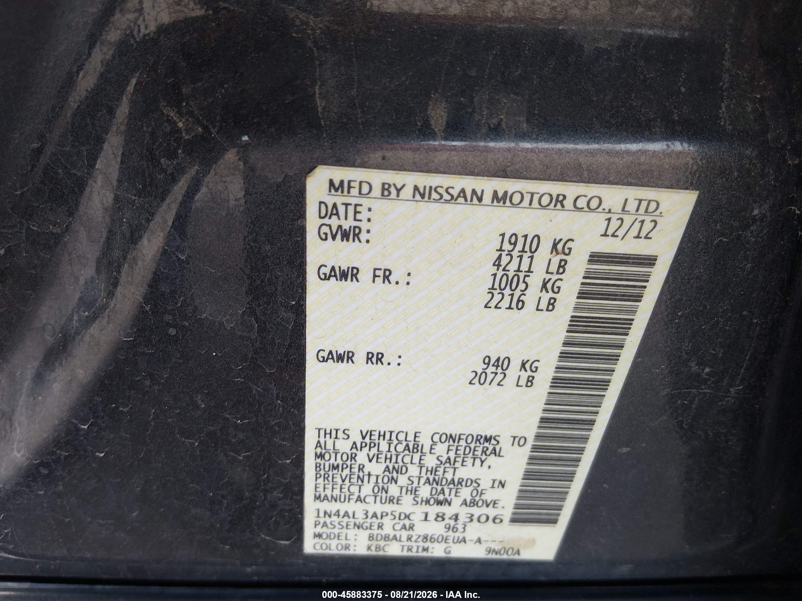 2013 Nissan Altima 2.5 S Gray vin: 1N4AL3AP5DC184306