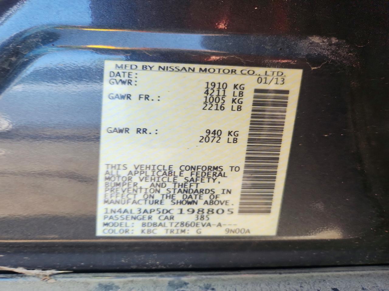 2013 Nissan Altima 2.5 Gray vin: 1N4AL3AP5DC198805