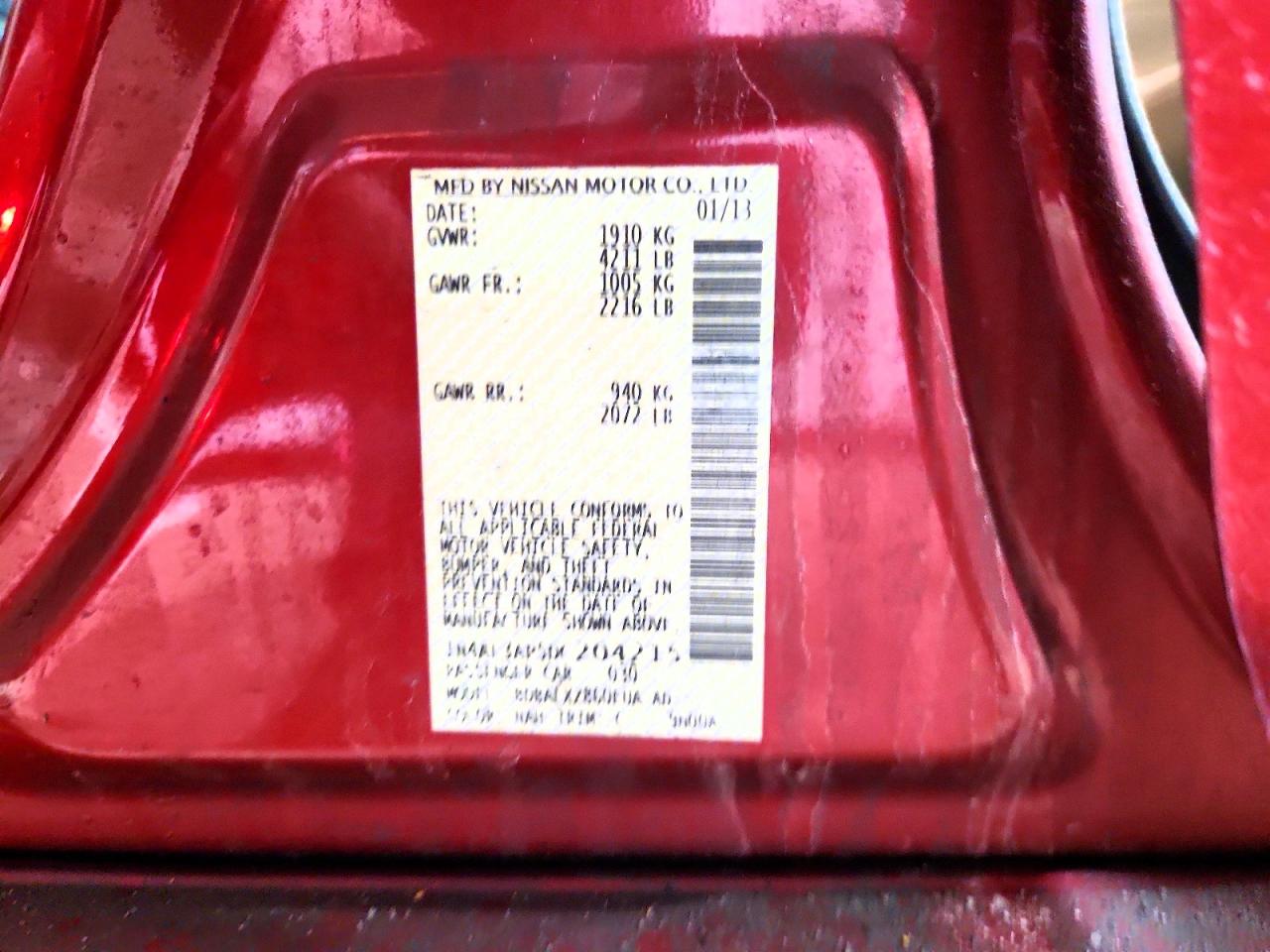 2013 Nissan Altima 2.5 Red vin: 1N4AL3AP5DC204215