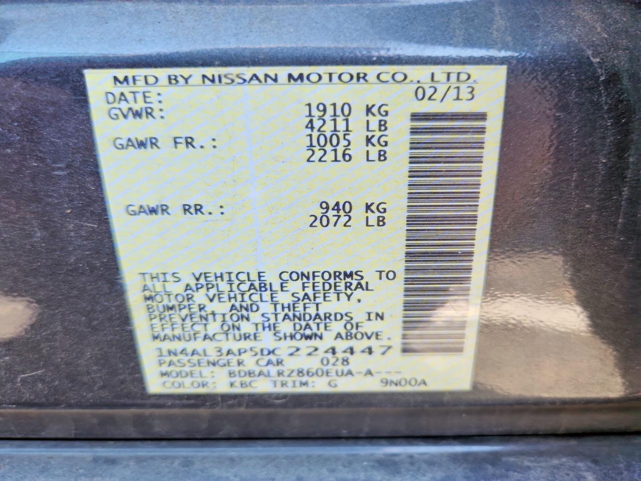2013 Nissan Altima 2.5 Серый vin: 1N4AL3AP5DC224447