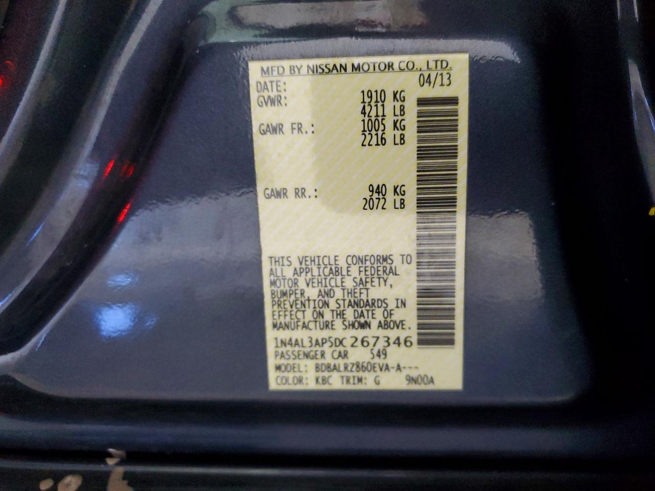 2013 Nissan Altima 2.5 Gray vin: 1N4AL3AP5DC267346