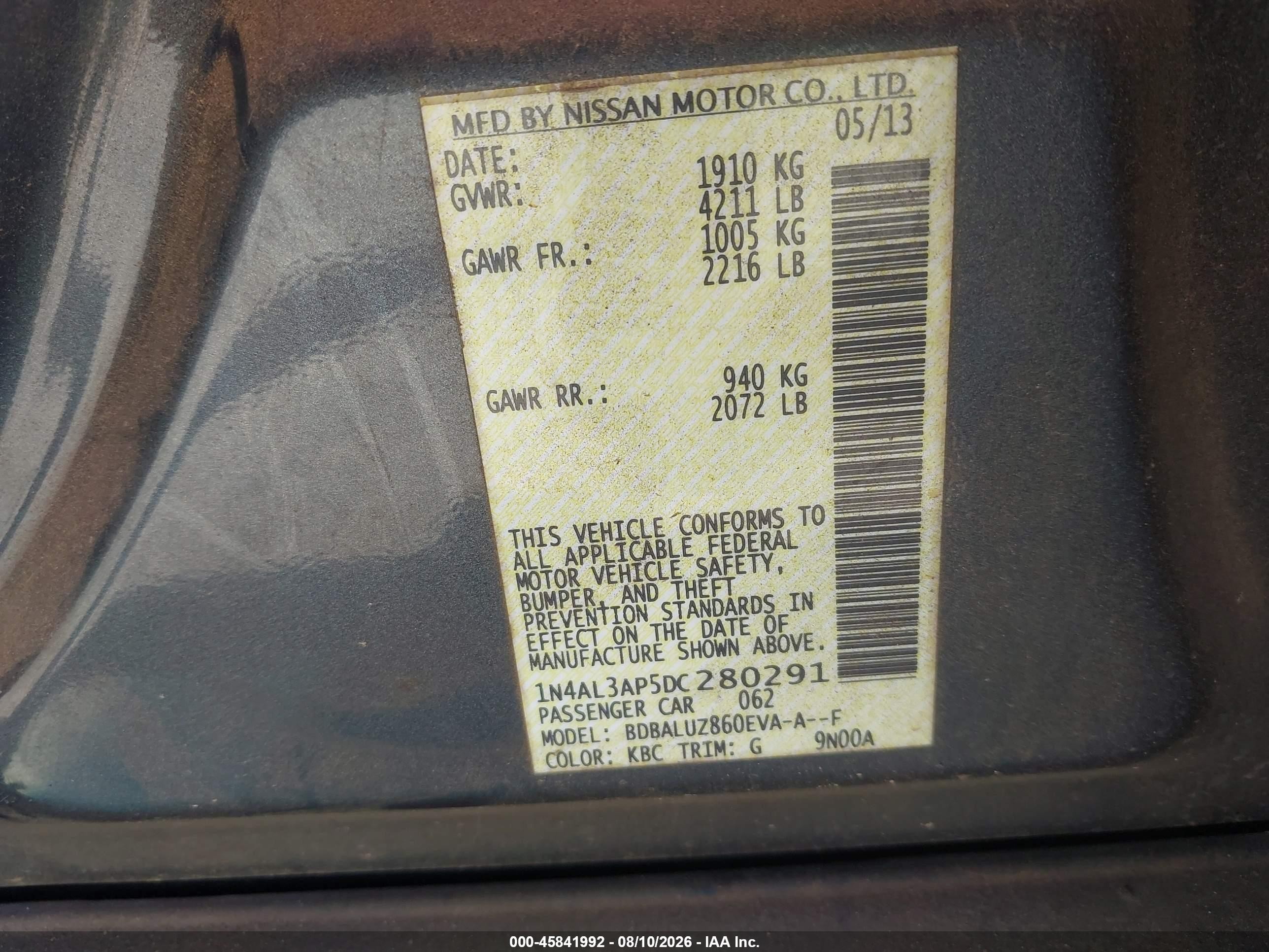 2013 Nissan Altima 2.5 Sv Gray vin: 1N4AL3AP5DC280291