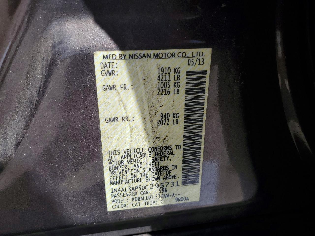 2013 Nissan Altima 2.5 Brown vin: 1N4AL3AP5DC295731