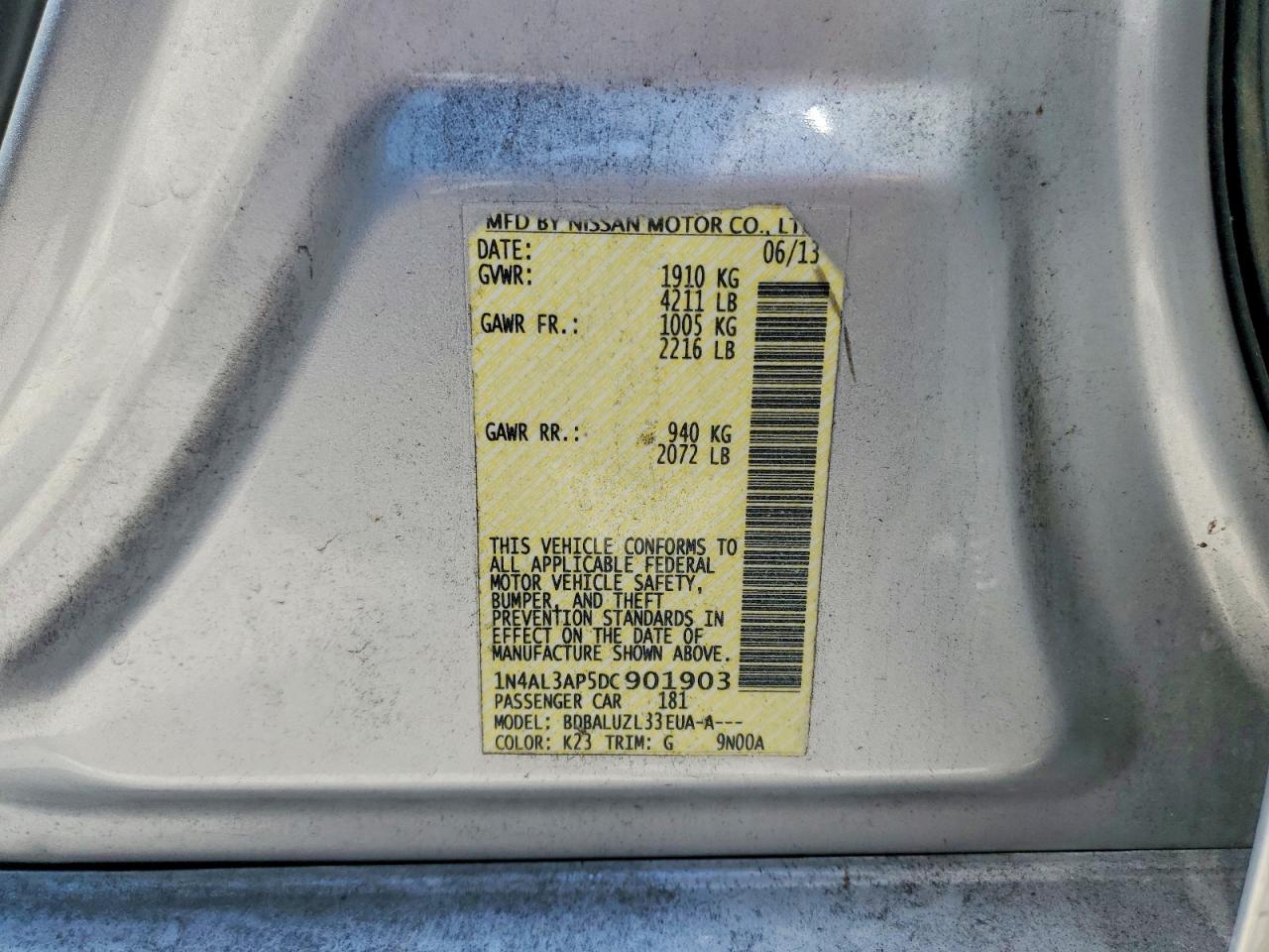 2013 Nissan Altima 2.5 Silver vin: 1N4AL3AP5DC901903