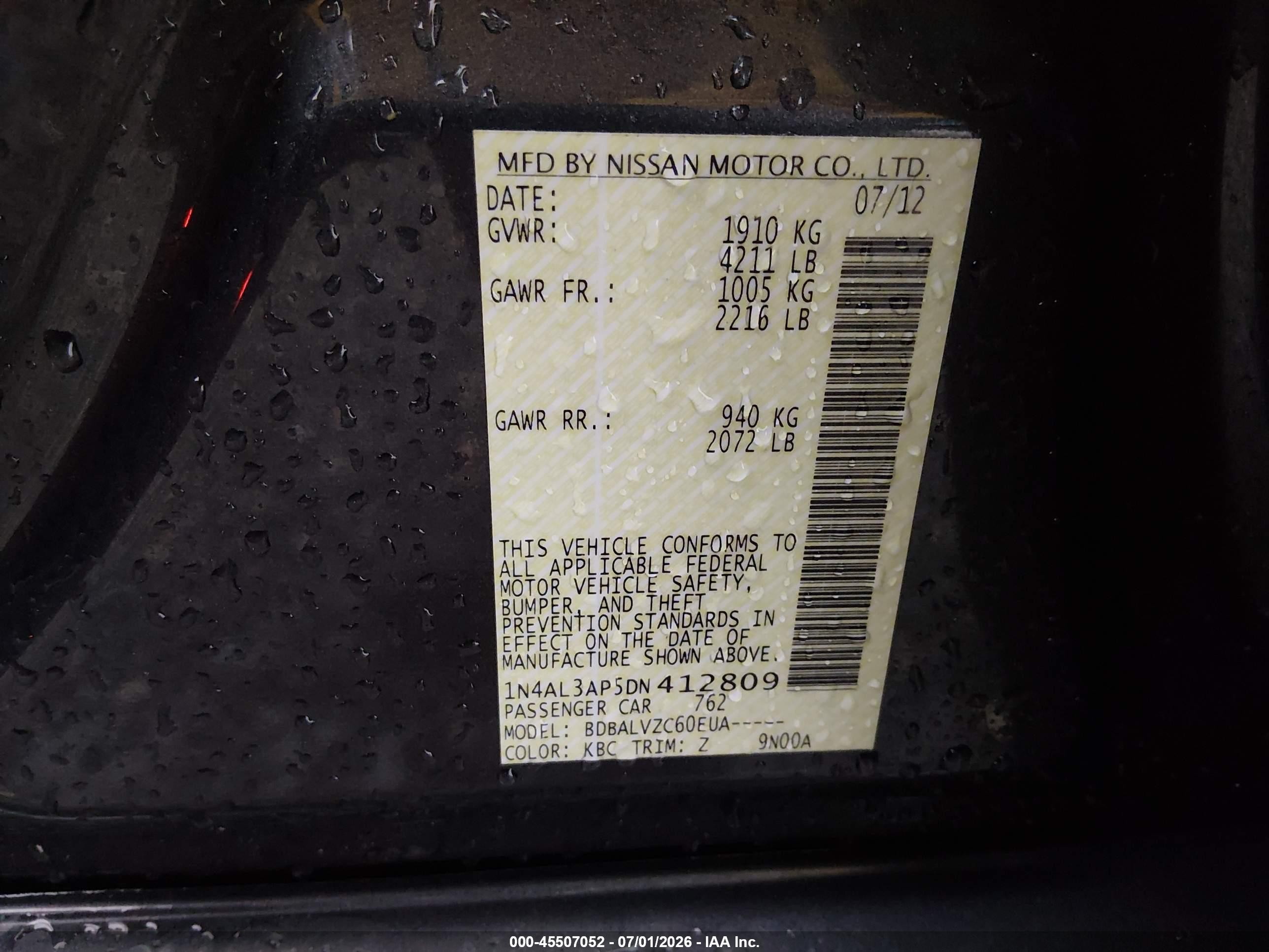 2013 Nissan Altima 2.5 Sl Gray vin: 1N4AL3AP5DN412809