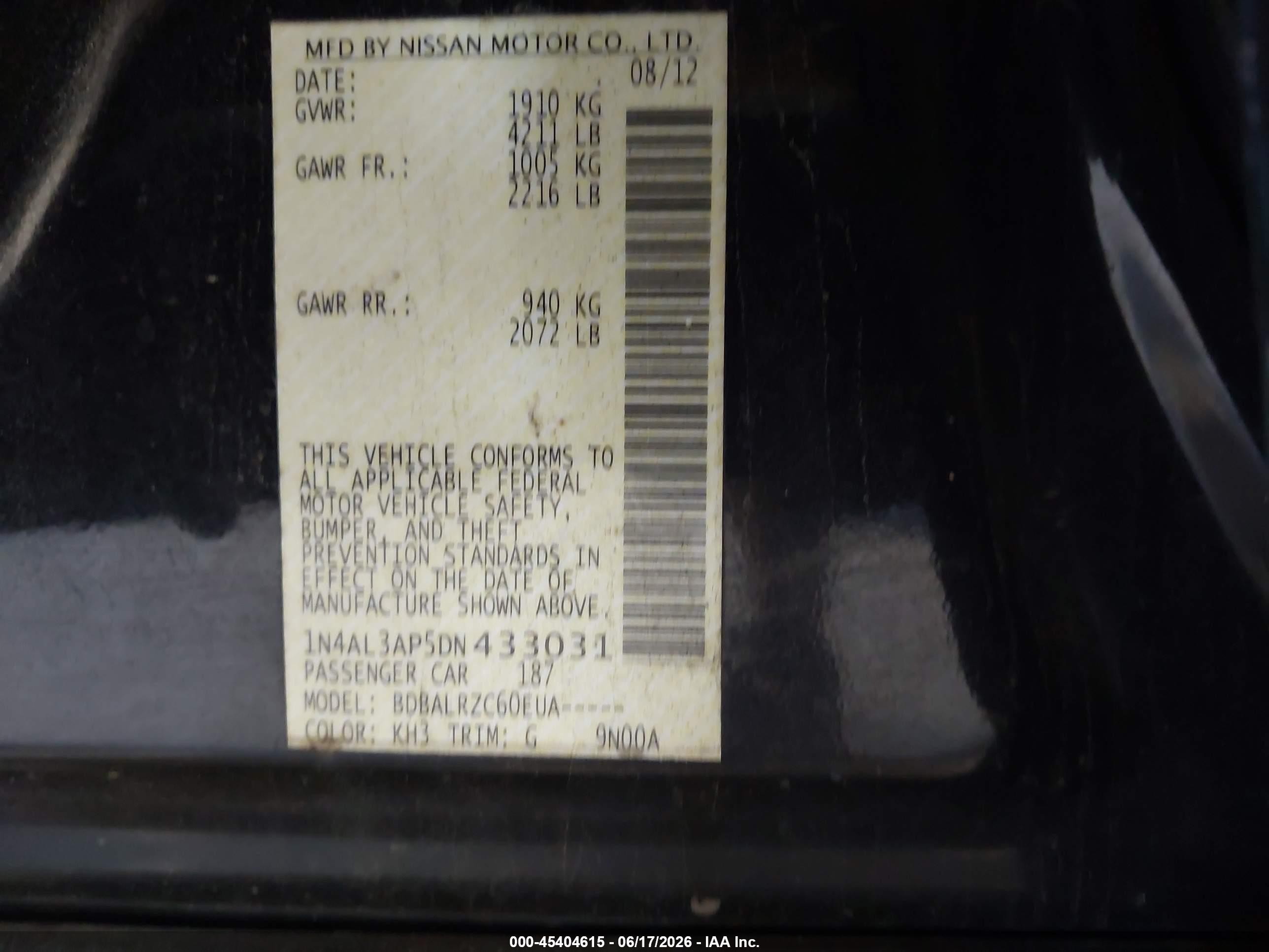 2013 Nissan Altima 2.5 S Black vin: 1N4AL3AP5DN433031